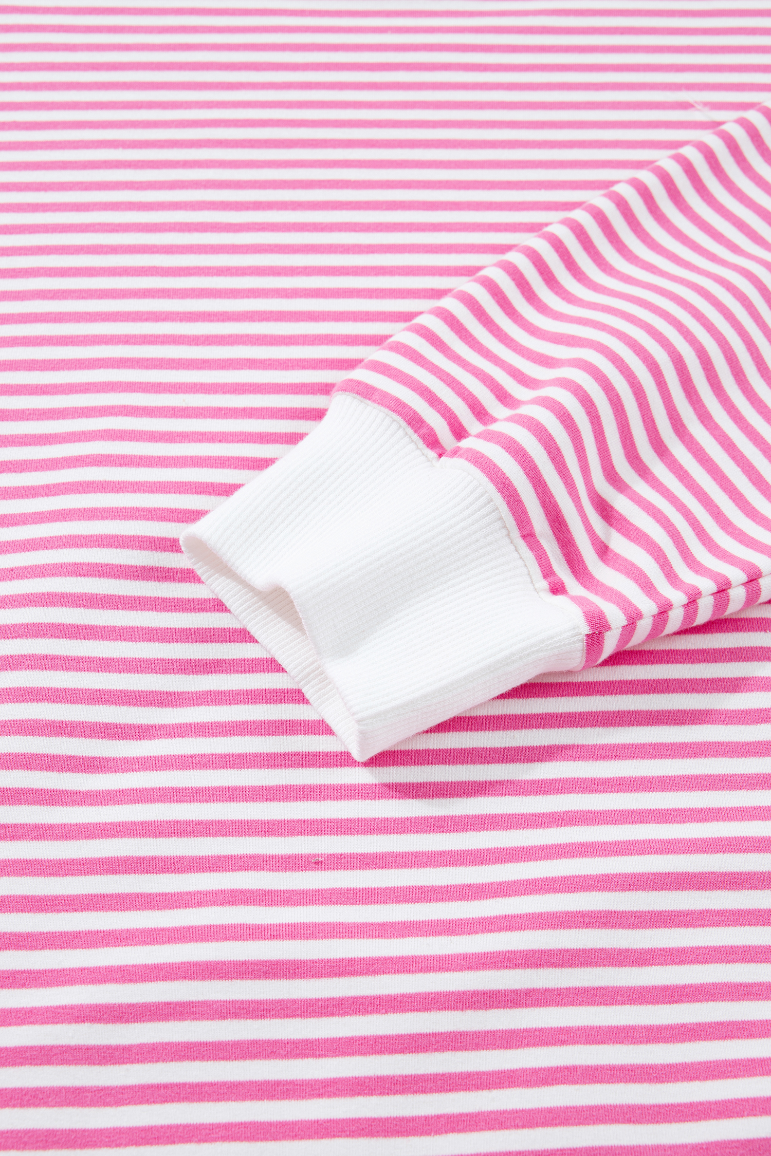Pink Stripe Oversize Mock Neck Sweatshirt and Shorts Set view 32