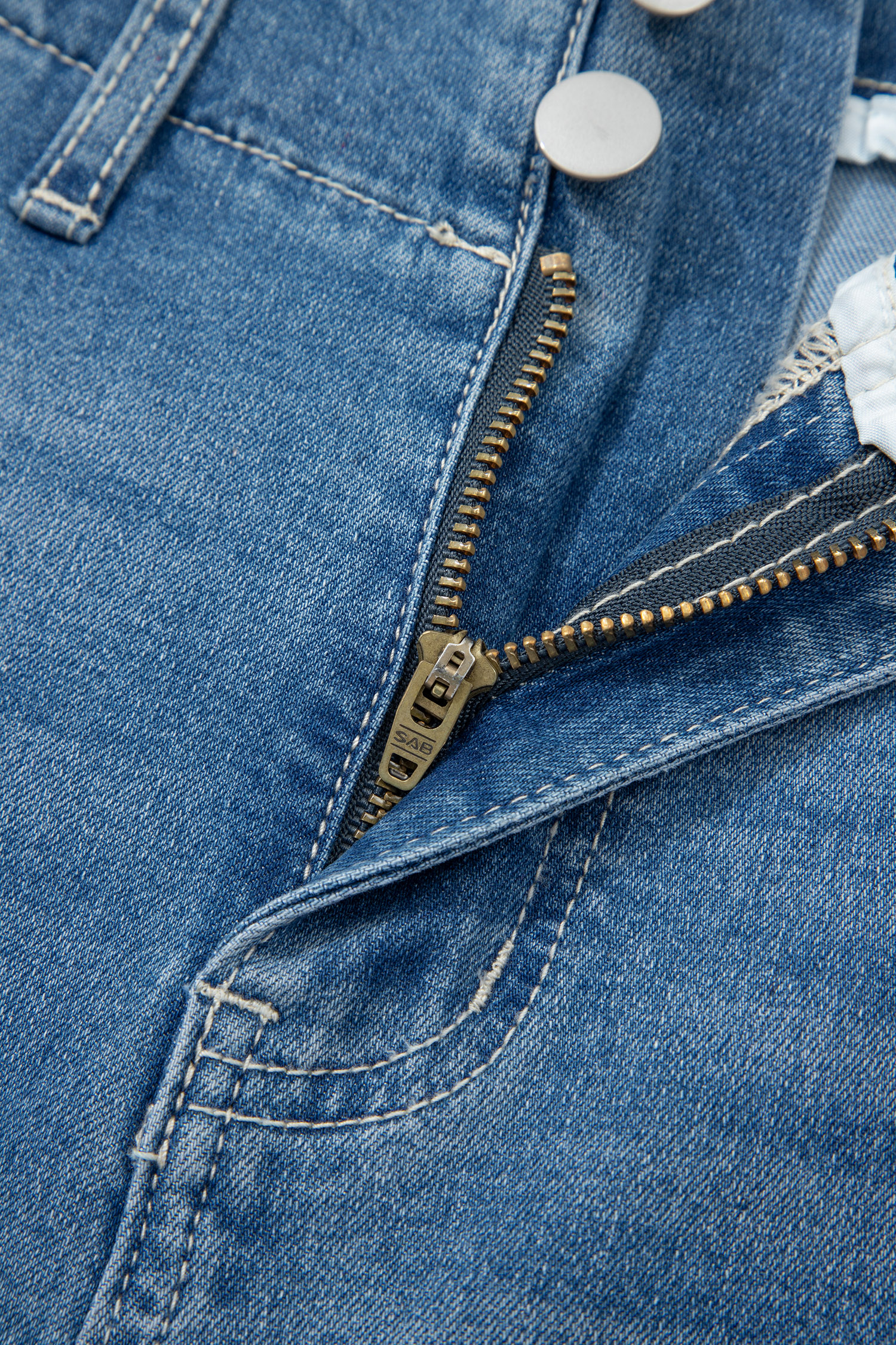 Sky Blue Medium Wash Cuffed Barrel Jeans view 17