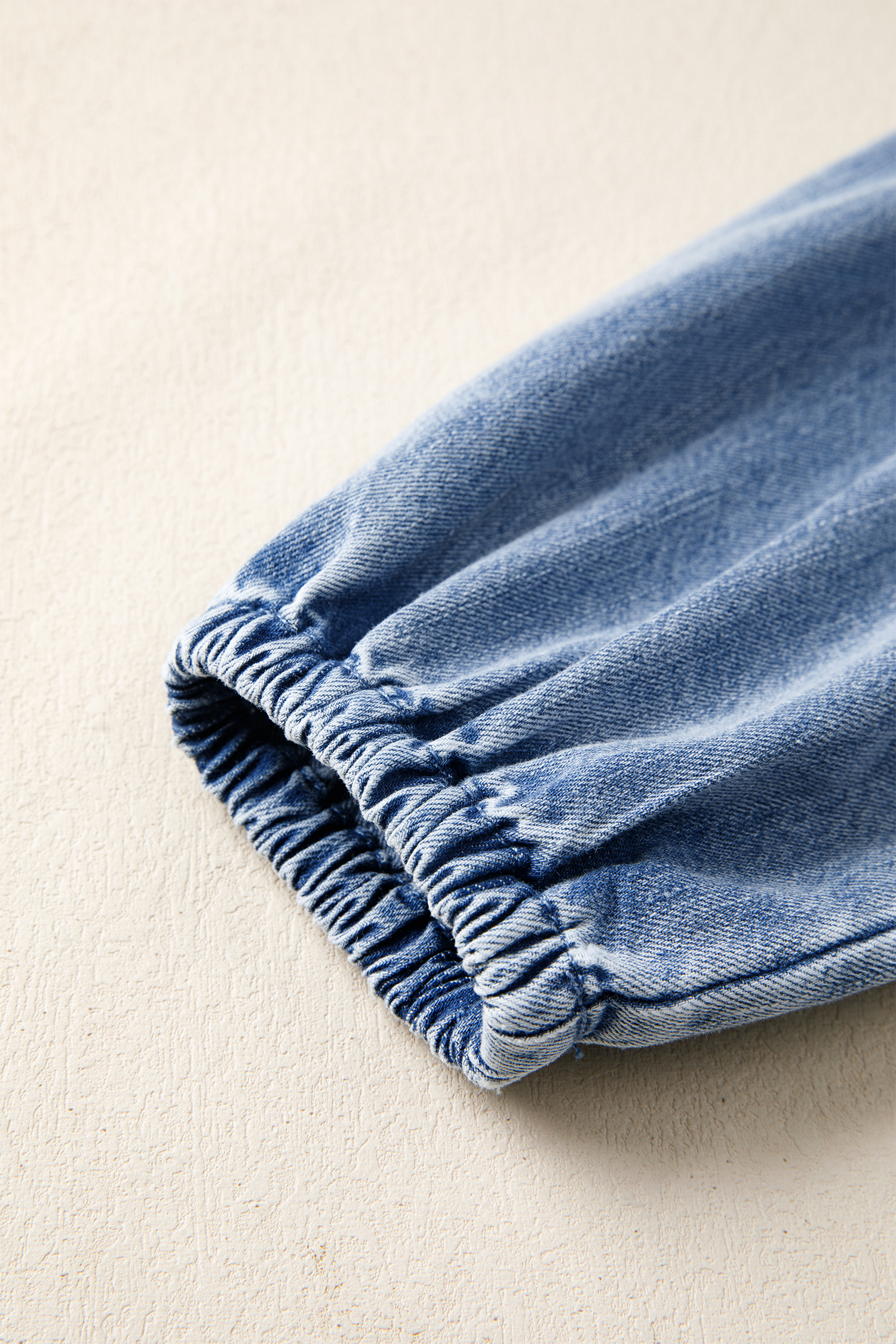 Myosotis Puff Sleeve V Neck Ruffled Loose Denim Mini Dress view 20