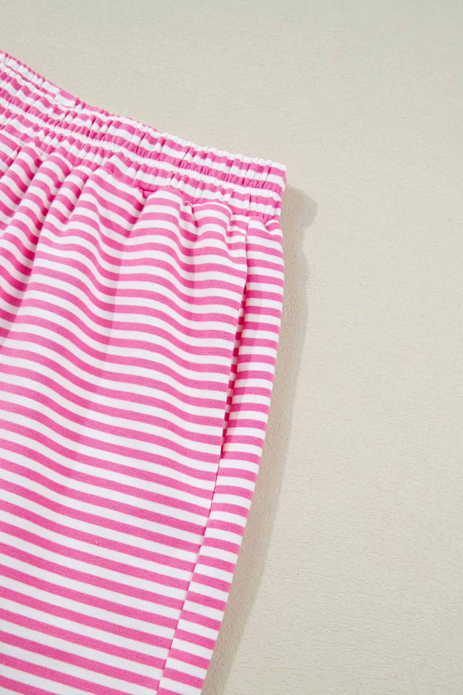 Pink Stripe Oversize Mock Neck Sweatshirt and Shorts Set view 37