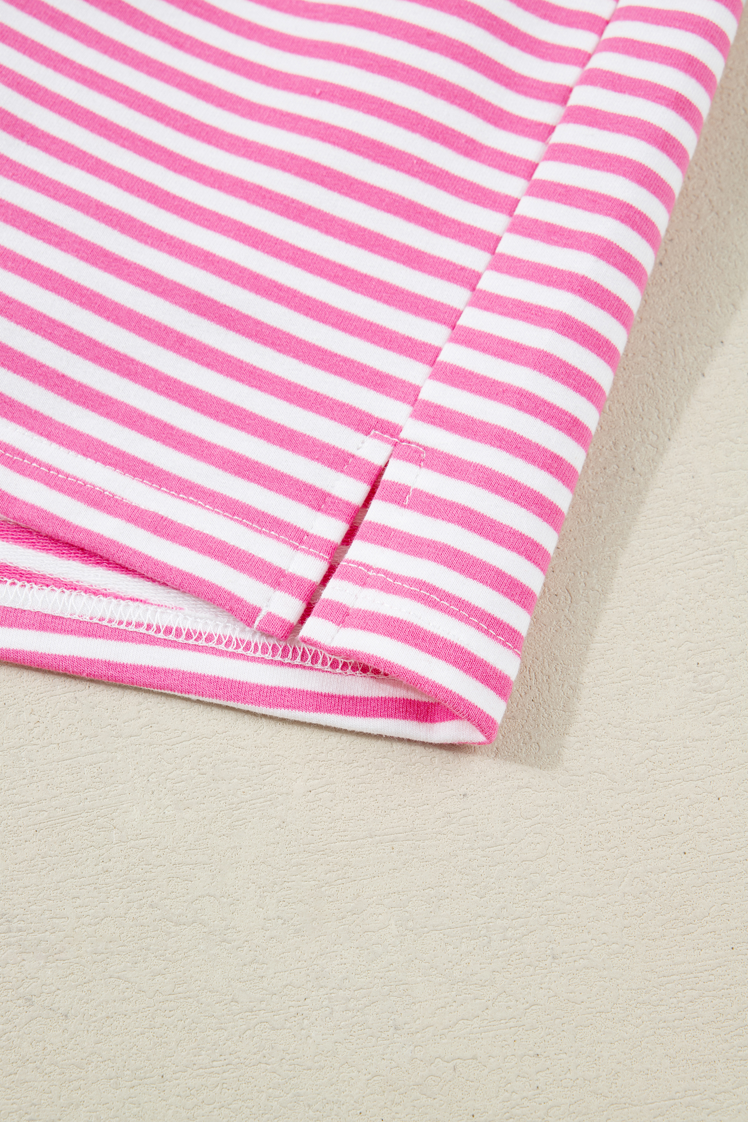 Pink Stripe Oversize Mock Neck Sweatshirt and Shorts Set view 39