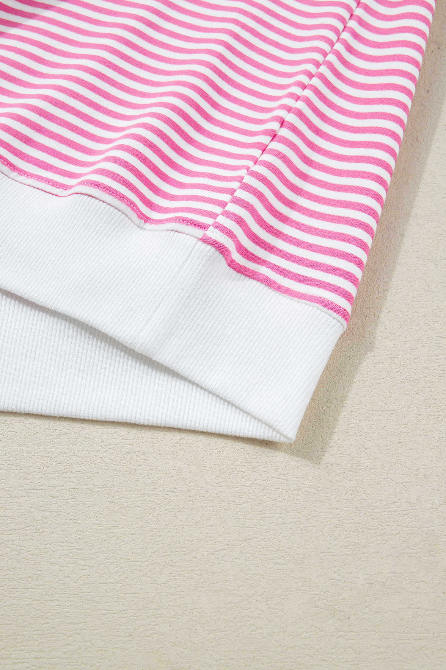 Pink Stripe Oversize Mock Neck Sweatshirt and Shorts Set view 33