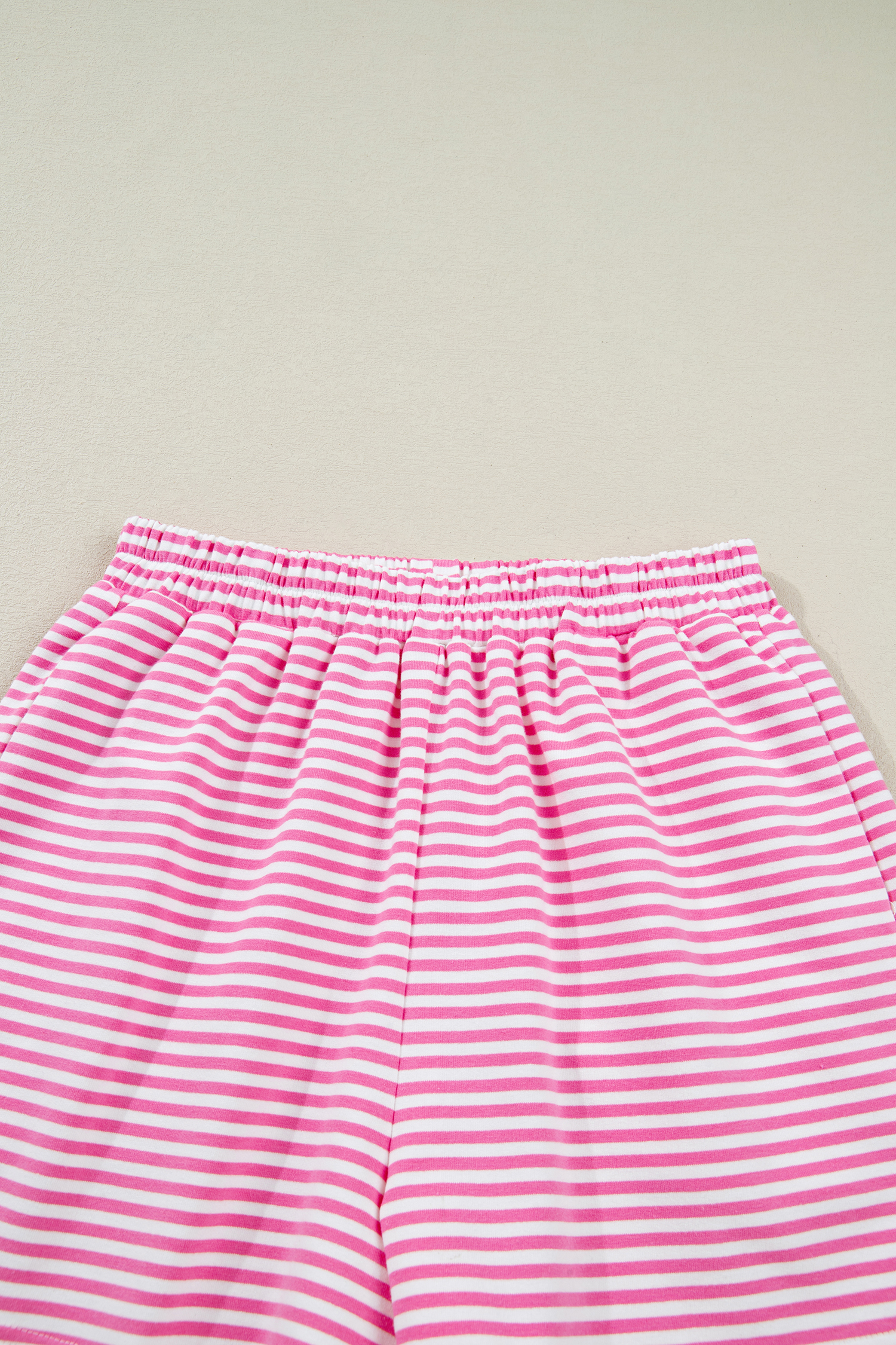 Pink Stripe Oversize Mock Neck Sweatshirt and Shorts Set view 36