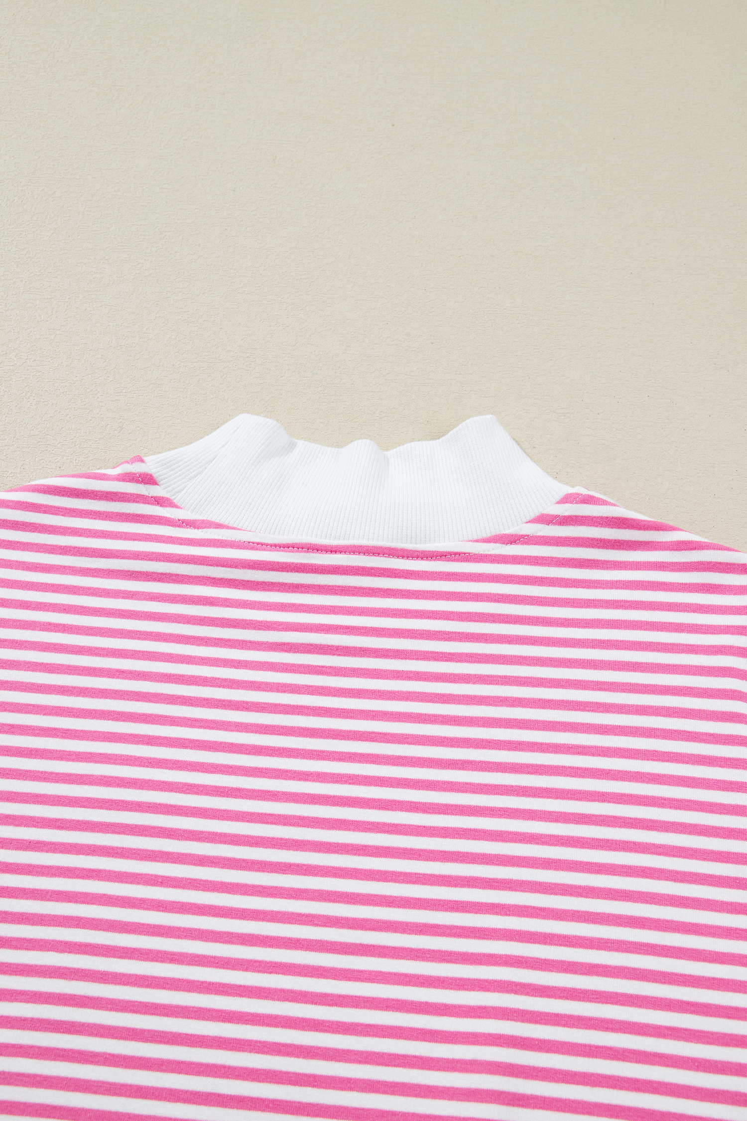 Pink Stripe Oversize Mock Neck Sweatshirt and Shorts Set view 35