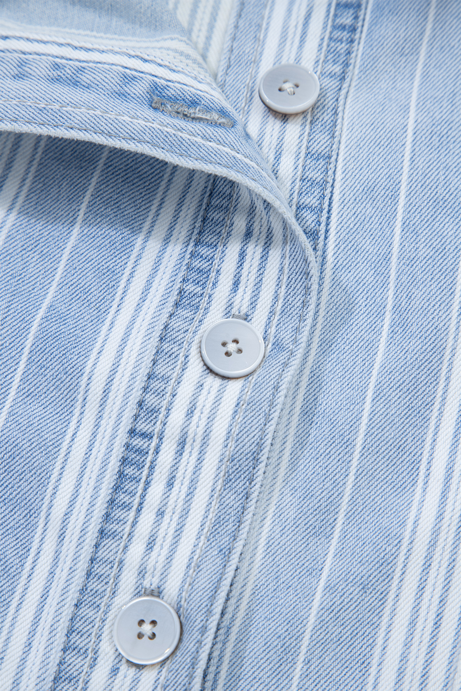Sky Blue Stripe Boyfriend Chest Pocket Classic Denim Shacket view 20