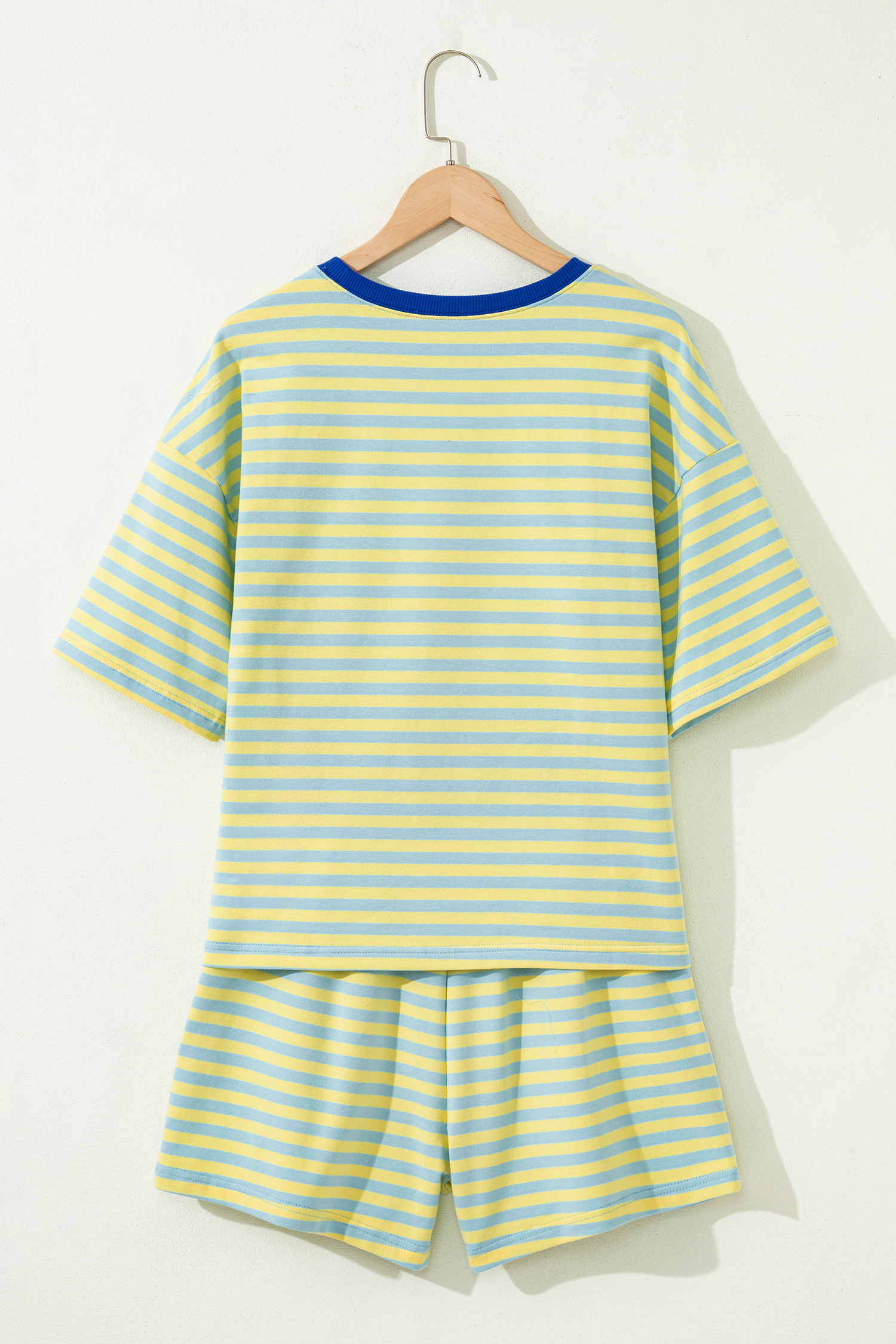 Yellow Ruffle Terry Short Set $ 17.17 - Yellow Stripe Drop Shoulder Boxy Casual Terry Short Set - ds ...