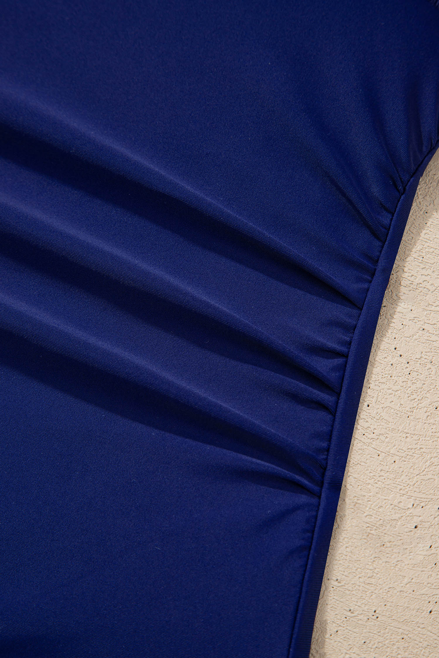 Navy Blue Color Block Detail Adjustable Straps One Piece Swimsuit view 18