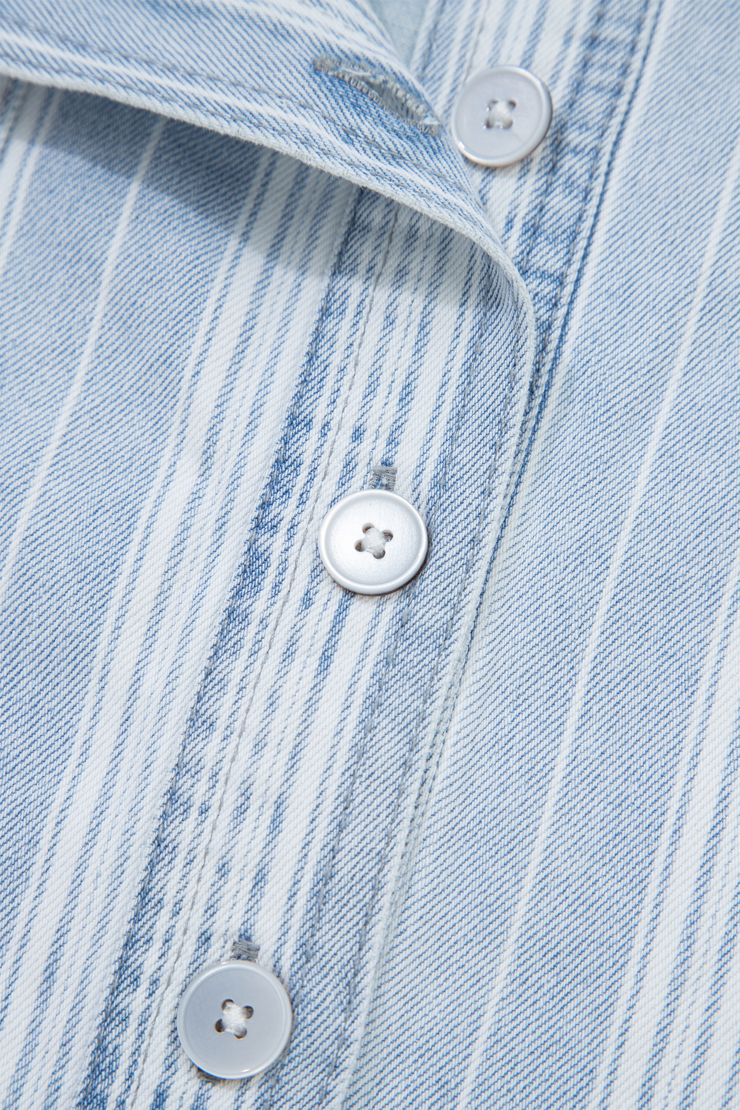 Sky Blue Stripe Boyfriend Chest Pocket Classic Denim Shacket view 24