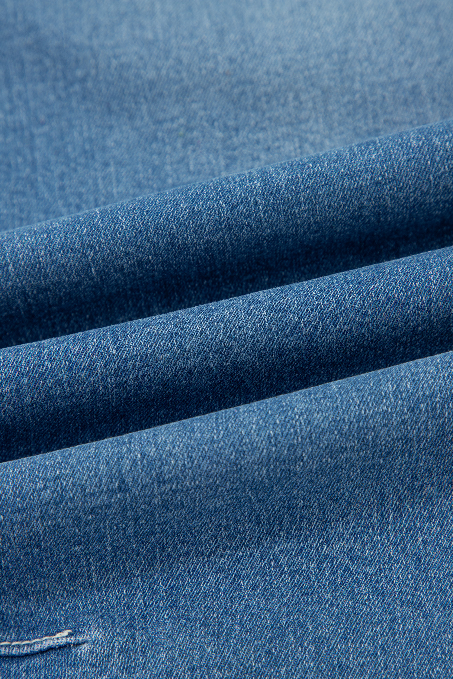 Sky Blue Medium Wash Cuffed Barrel Jeans view 20