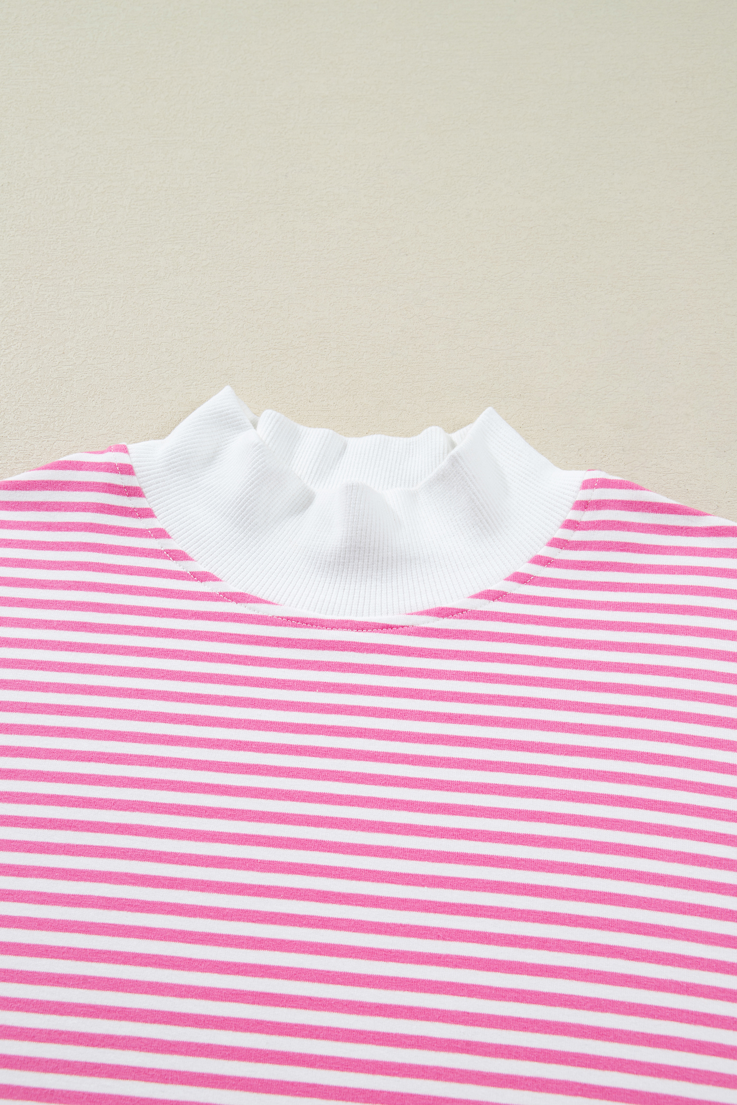 Pink Stripe Oversize Mock Neck Sweatshirt and Shorts Set view 31