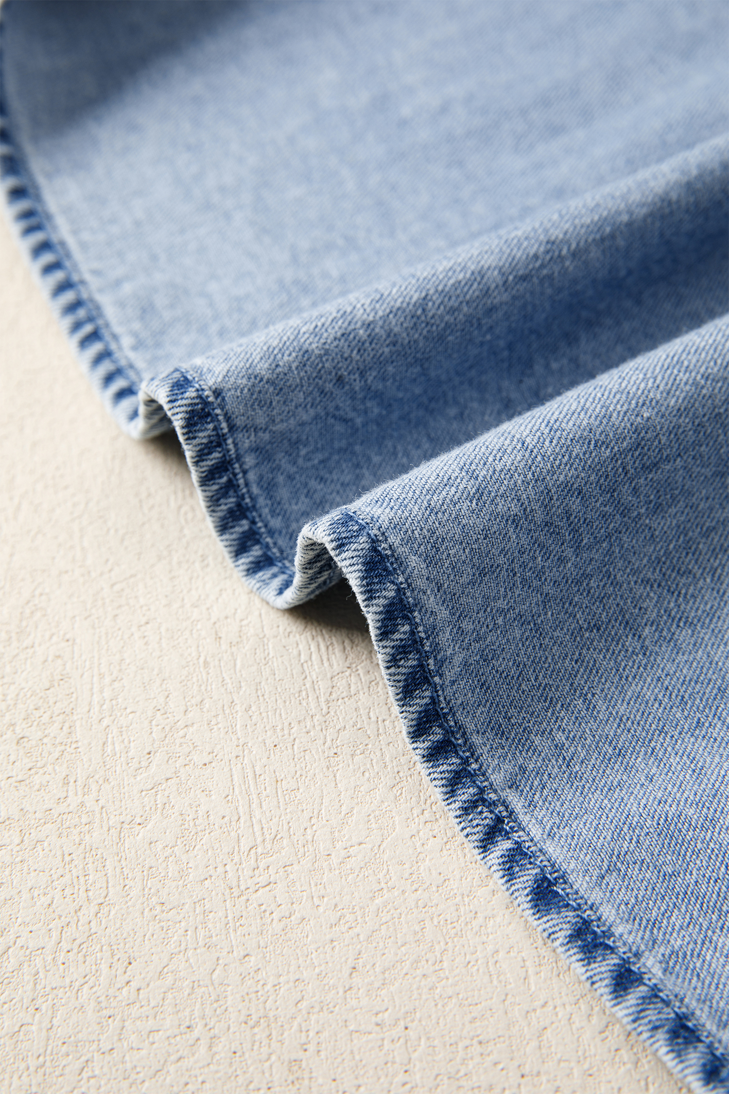 Myosotis Puff Sleeve V Neck Ruffled Loose Denim Mini Dress view 23