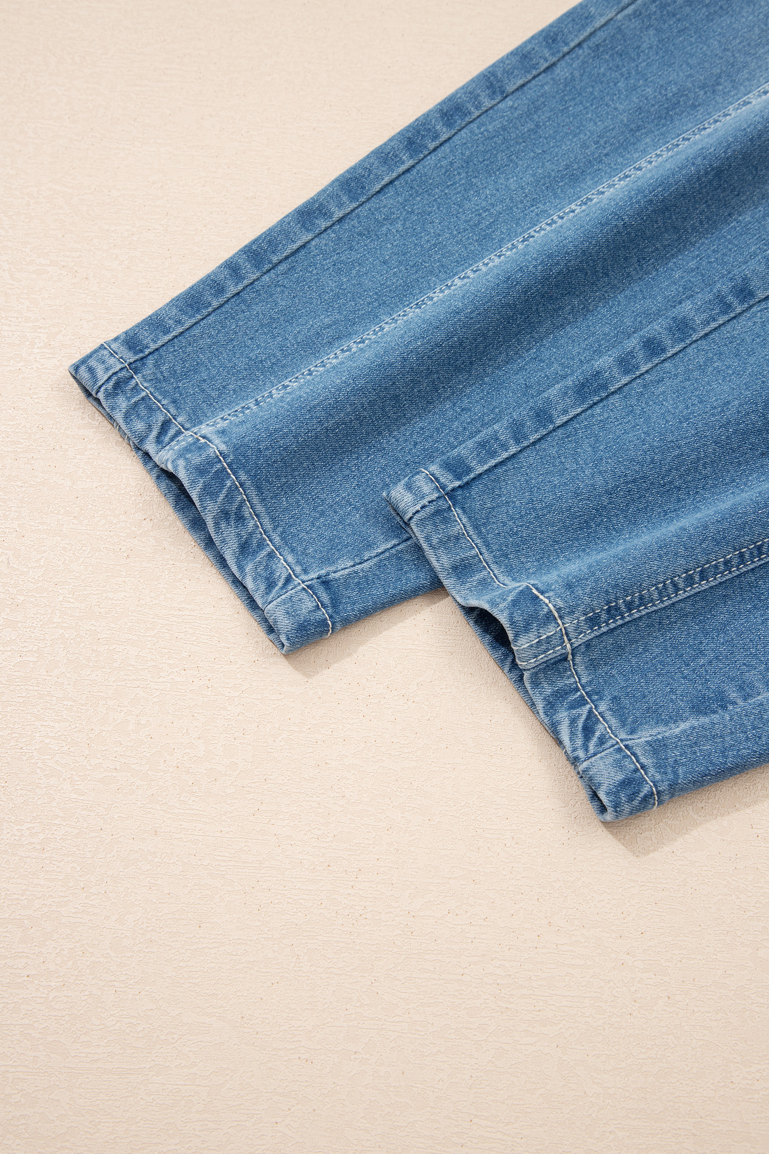 Sky Blue Medium Wash Cuffed Barrel Jeans view 19