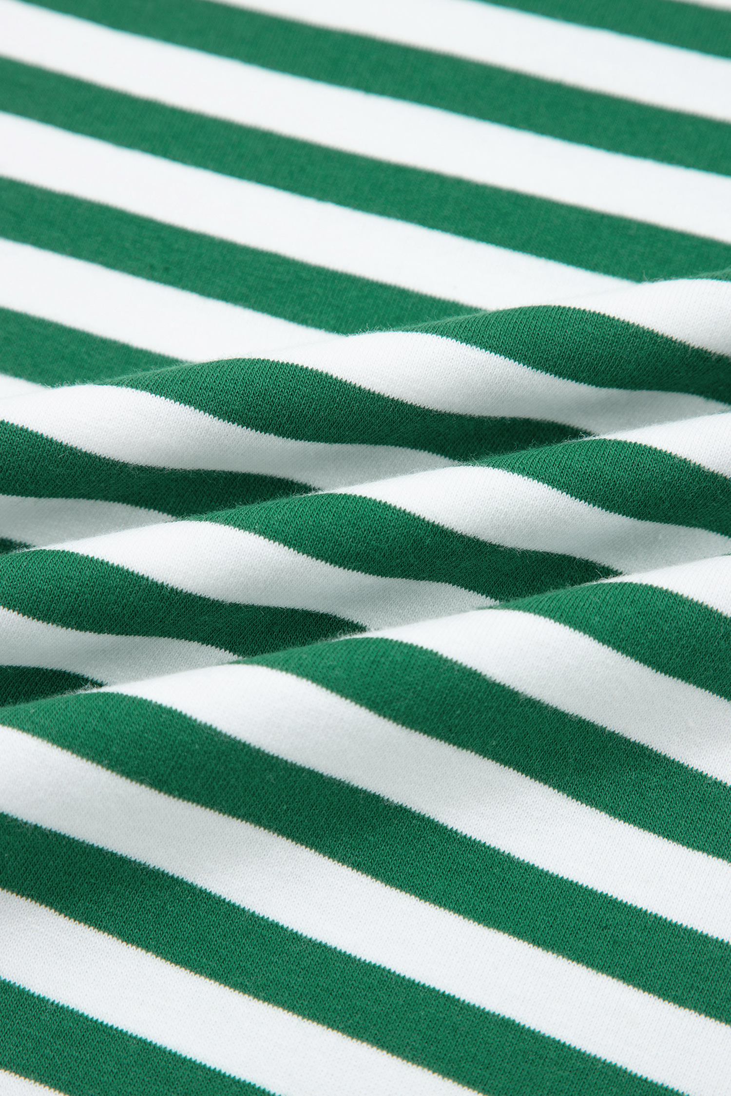 Green Stripe Drop Shoulder Boxy Casual Terry Short Set