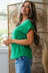 Dark Green Twisted Texture Knit V Neck T Shirt