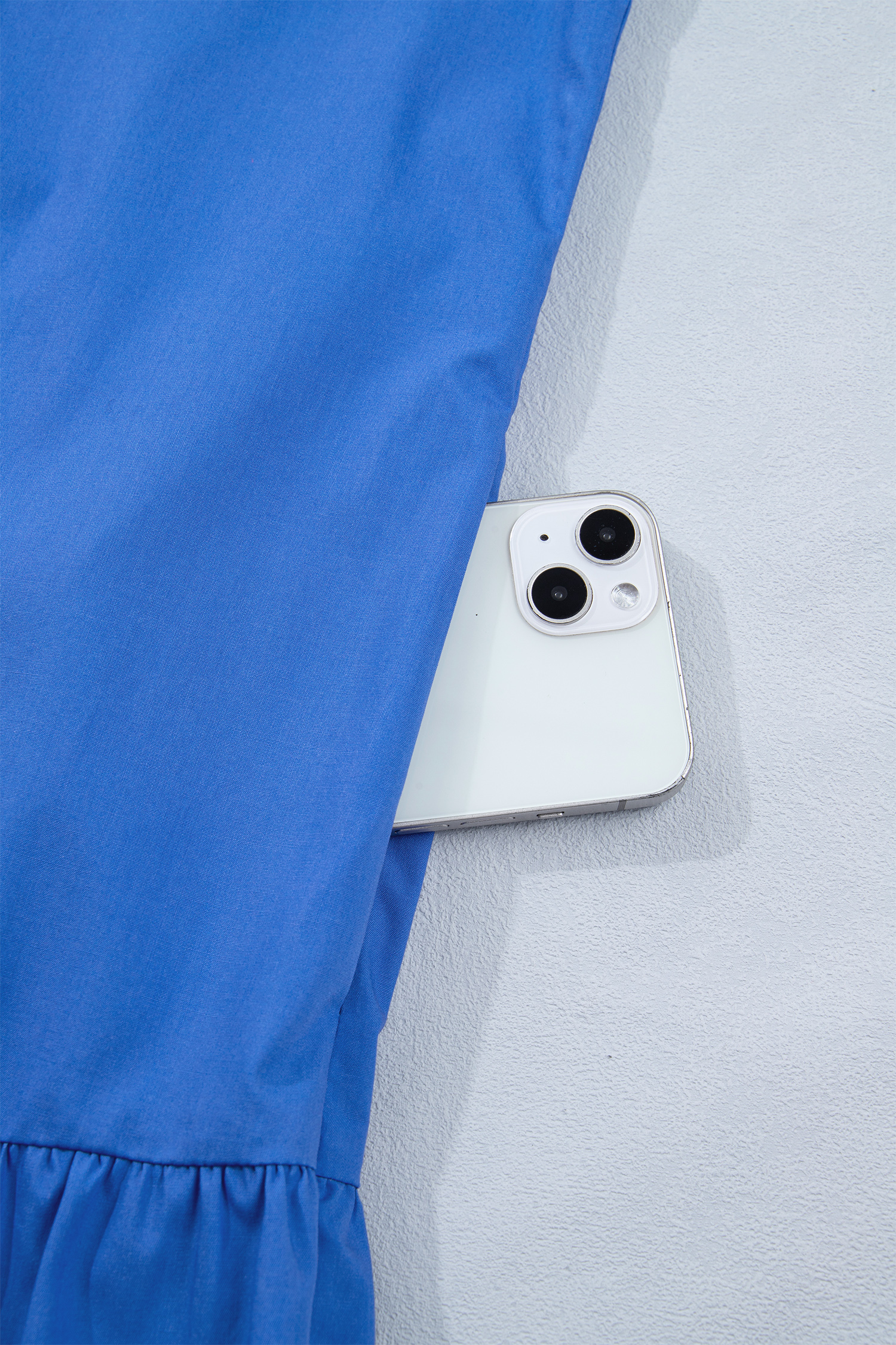 Sky Blue Embroidered Smocked Detail V Neck Short Puff Sleeve Mini Dress