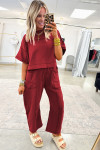 Racing Red Drop Shoulder Boxy Tee and Barrel Pants Set
