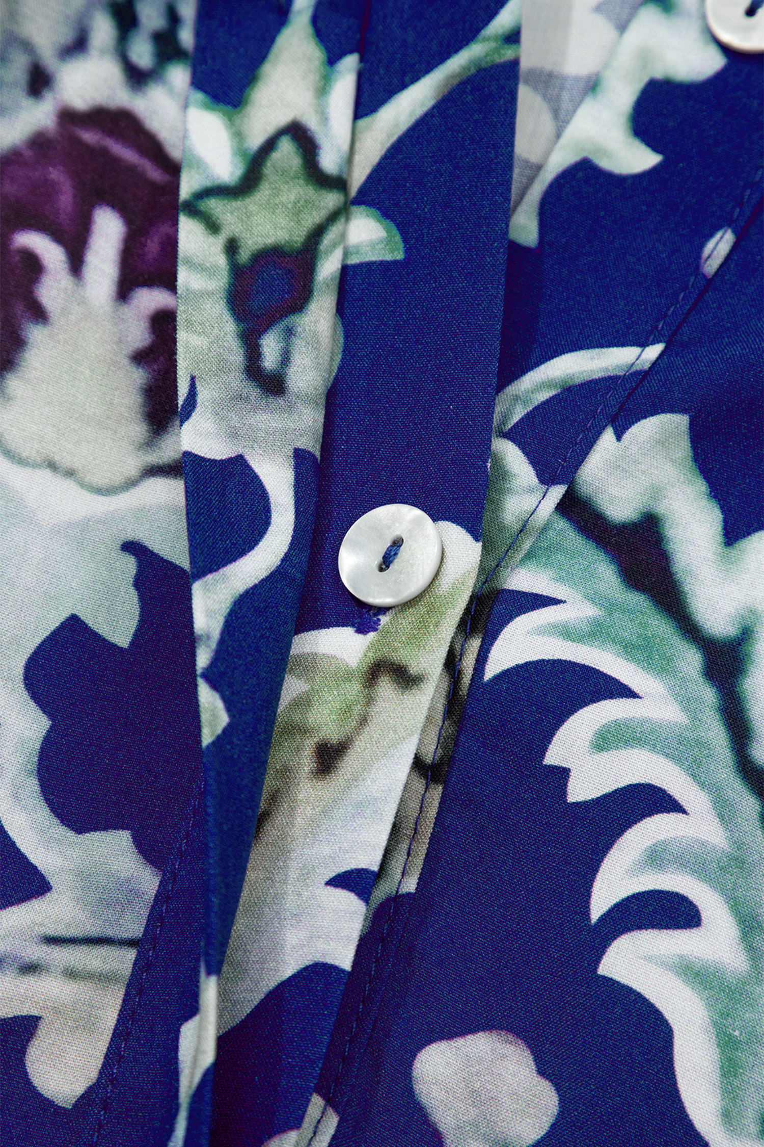 Blue Wild Floral Print Frilled Collar Half Sleeve Long Dress view 19