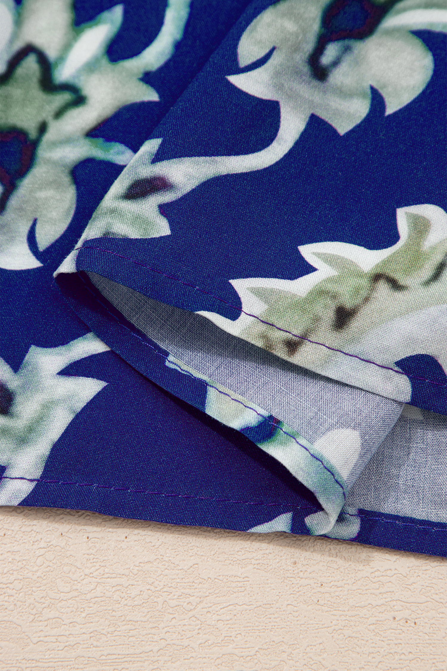 Blue Wild Floral Print Frilled Collar Half Sleeve Long Dress view 21