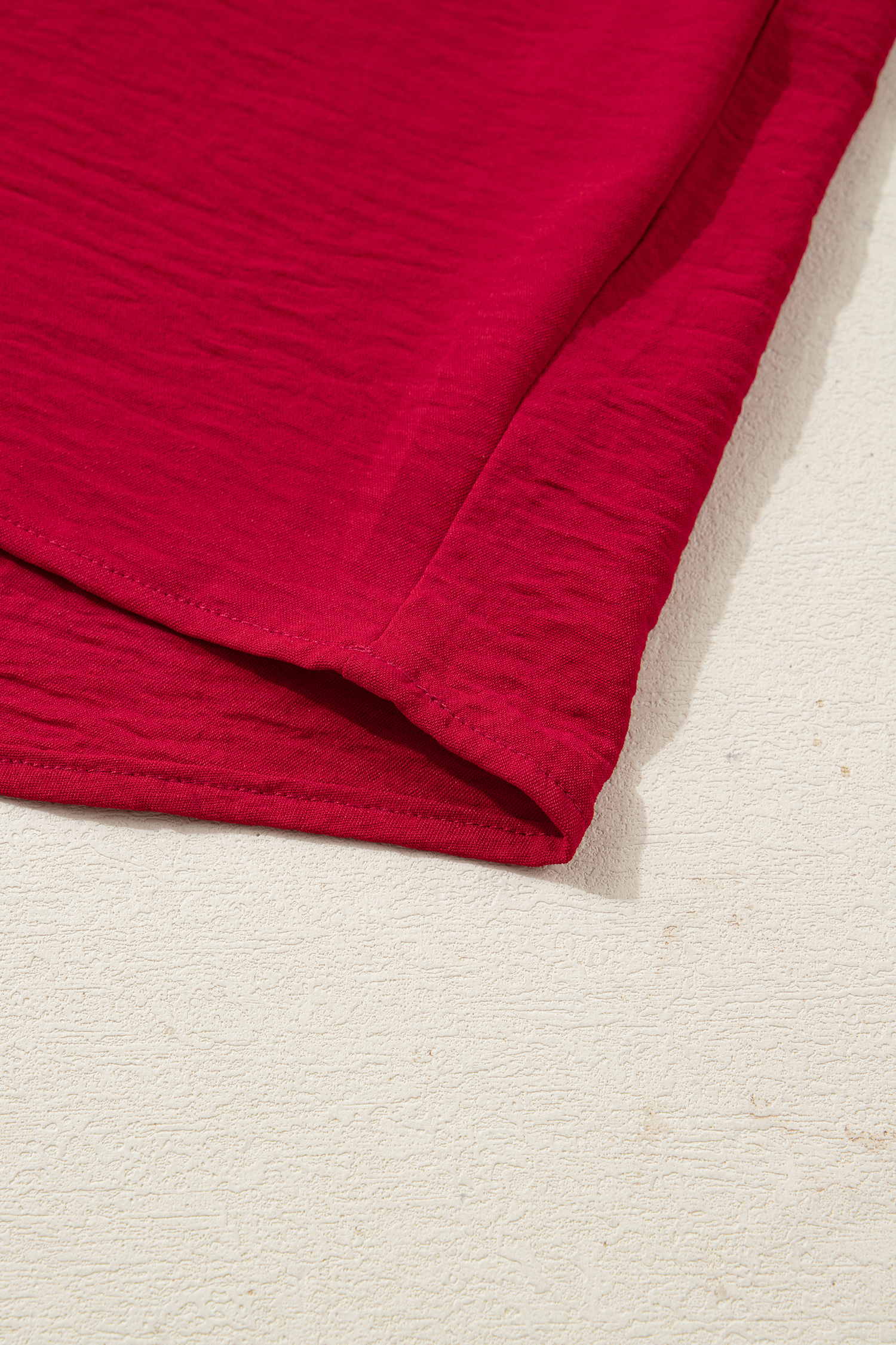 Racing Red Braided Trim V Neck Half Sleeve Blouse view 20
