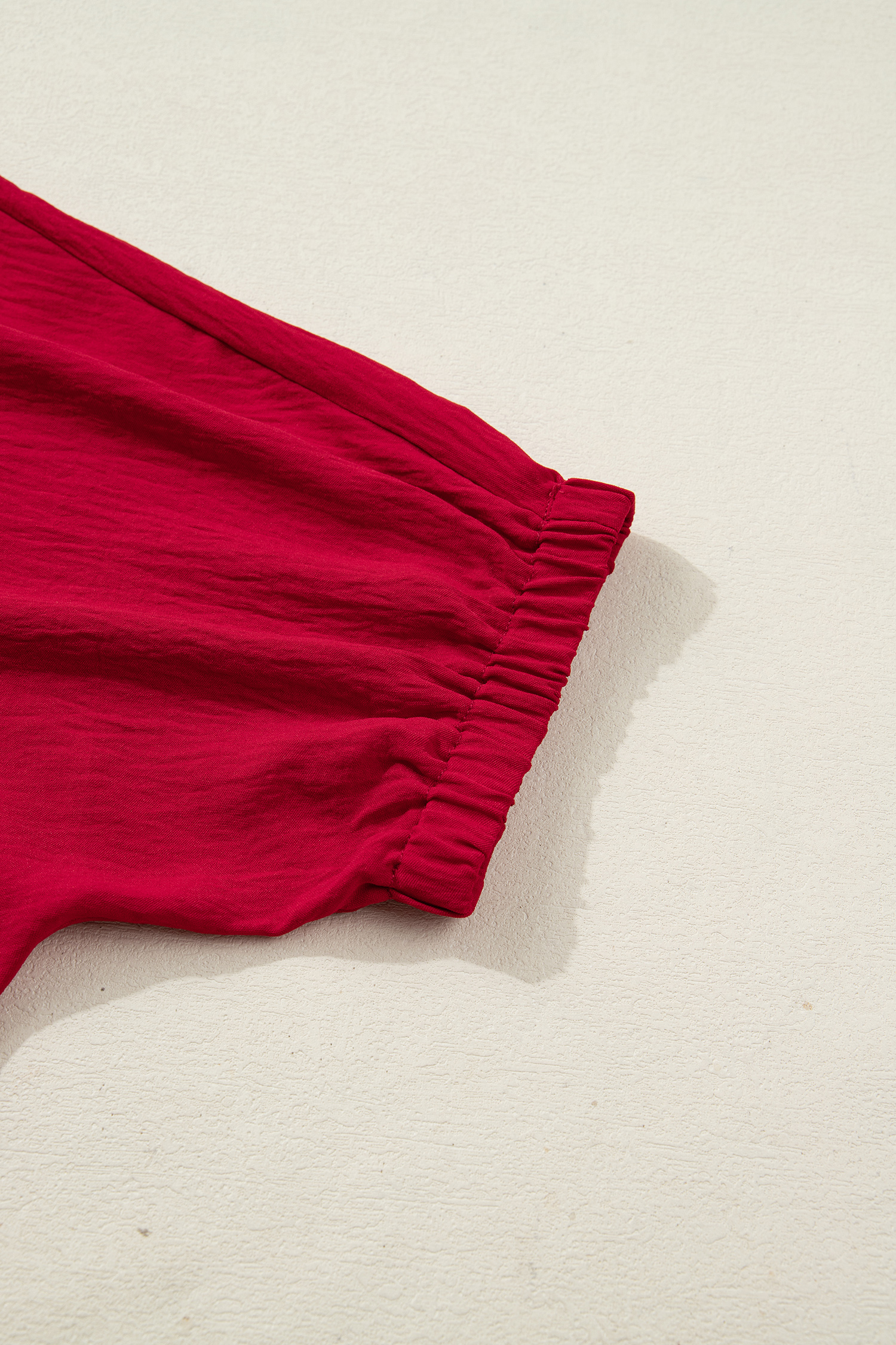 Racing Red Braided Trim V Neck Half Sleeve Blouse view 19