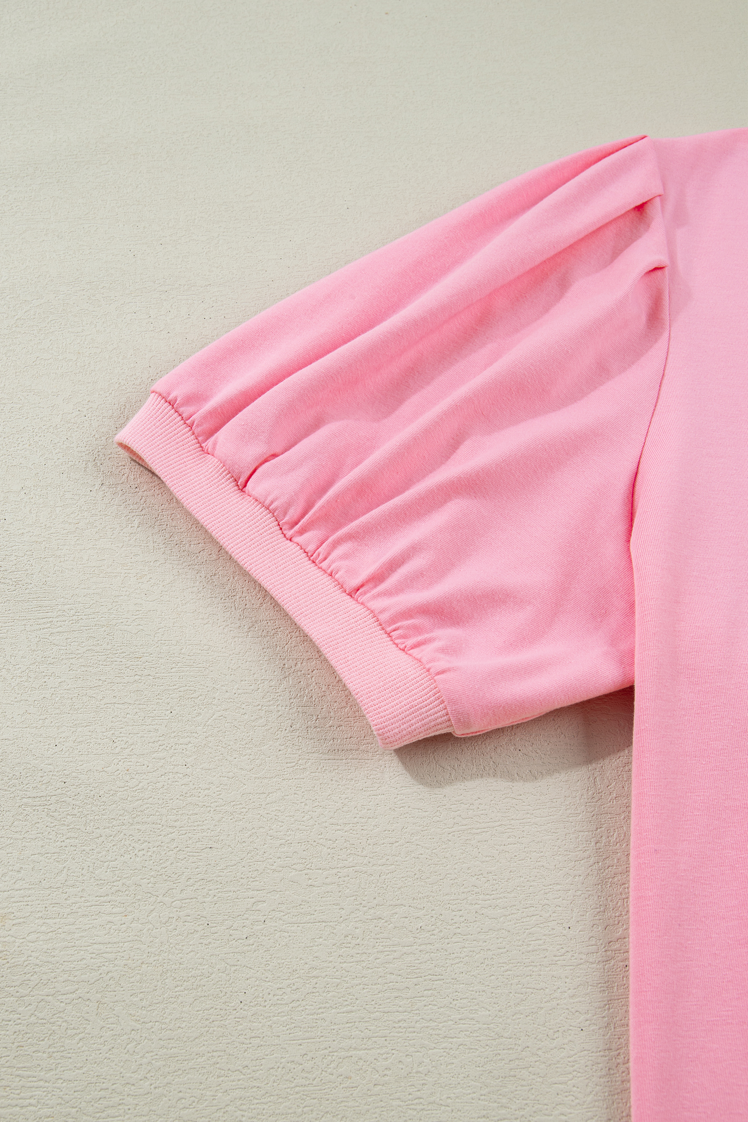 Bonbon V Neck Pleated Short Puff Sleeve Plus Size Blouse