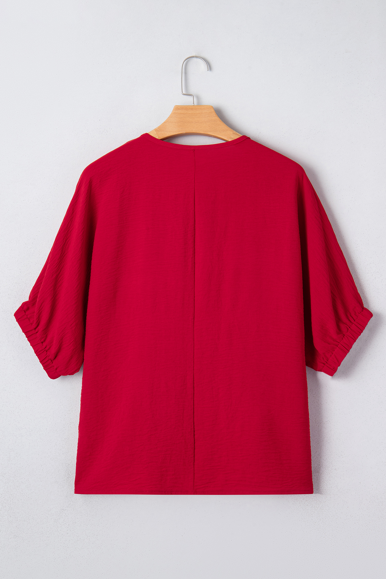 Racing Red Braided Trim V Neck Half Sleeve Blouse view 16