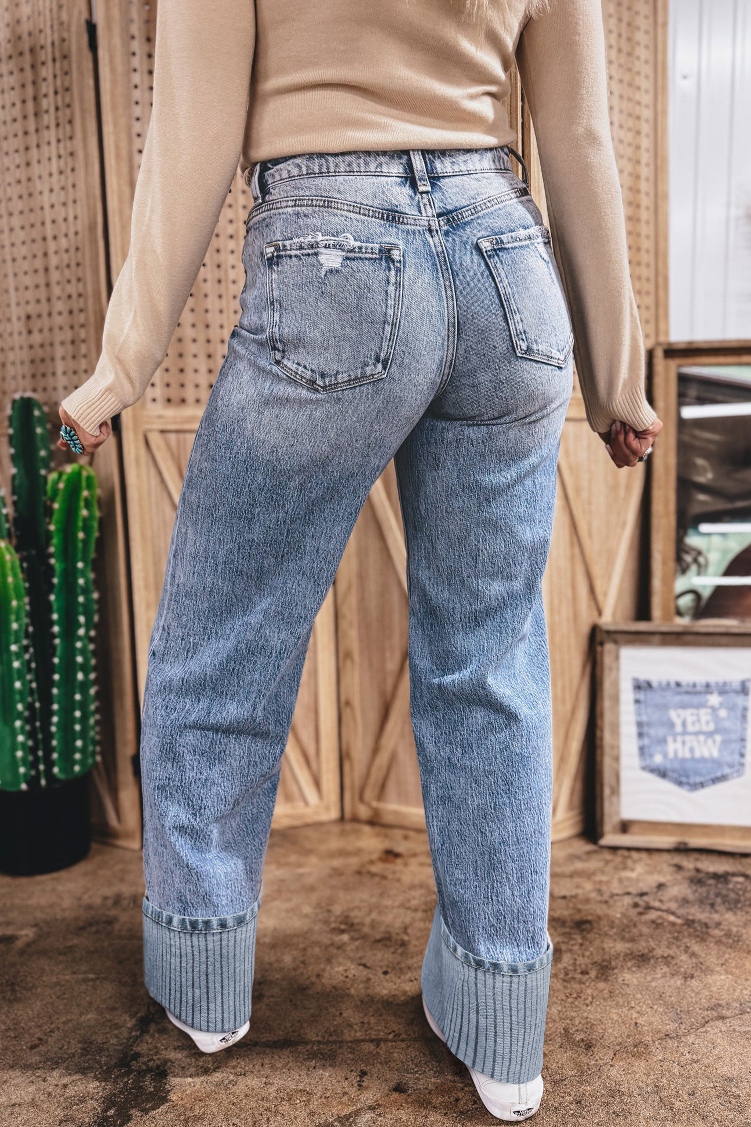 Ashleigh Blue Cuffed Straight Loose Jeans view 9