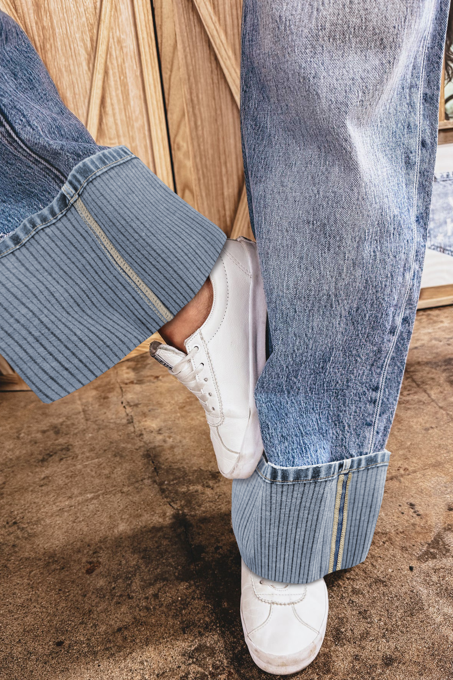 Ashleigh Blue Cuffed Straight Loose Jeans view 12