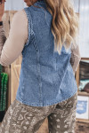 Ashleigh Blue Buttoned Front Slit Denim Vest
