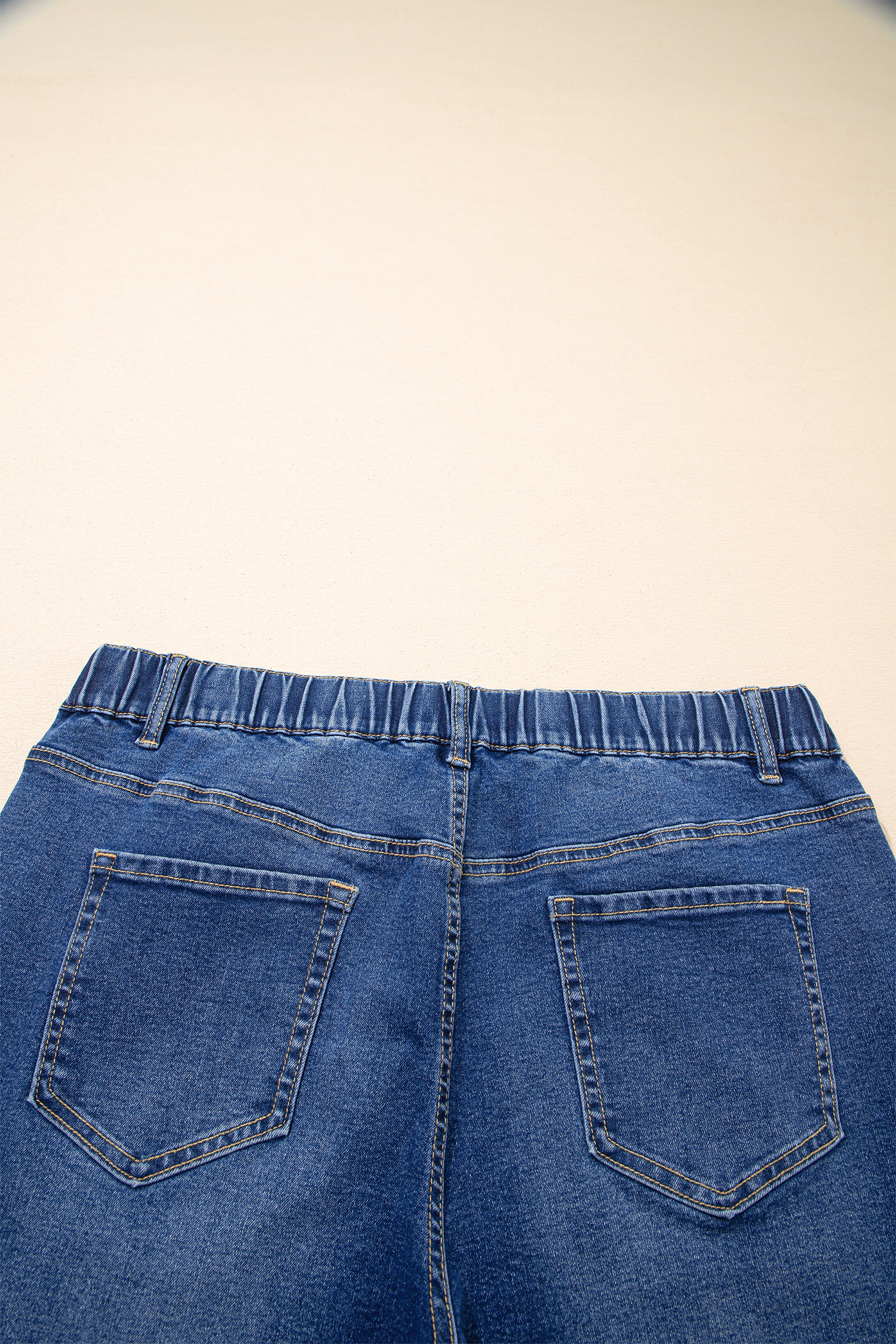 Dark Blue Acid Wash Contrast Lace-up Plus Size Jeans