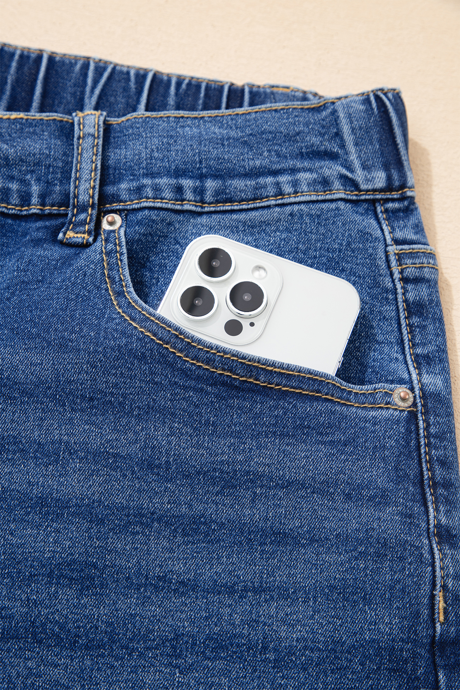 Dark Blue Acid Wash Contrast Lace-up Plus Size Jeans