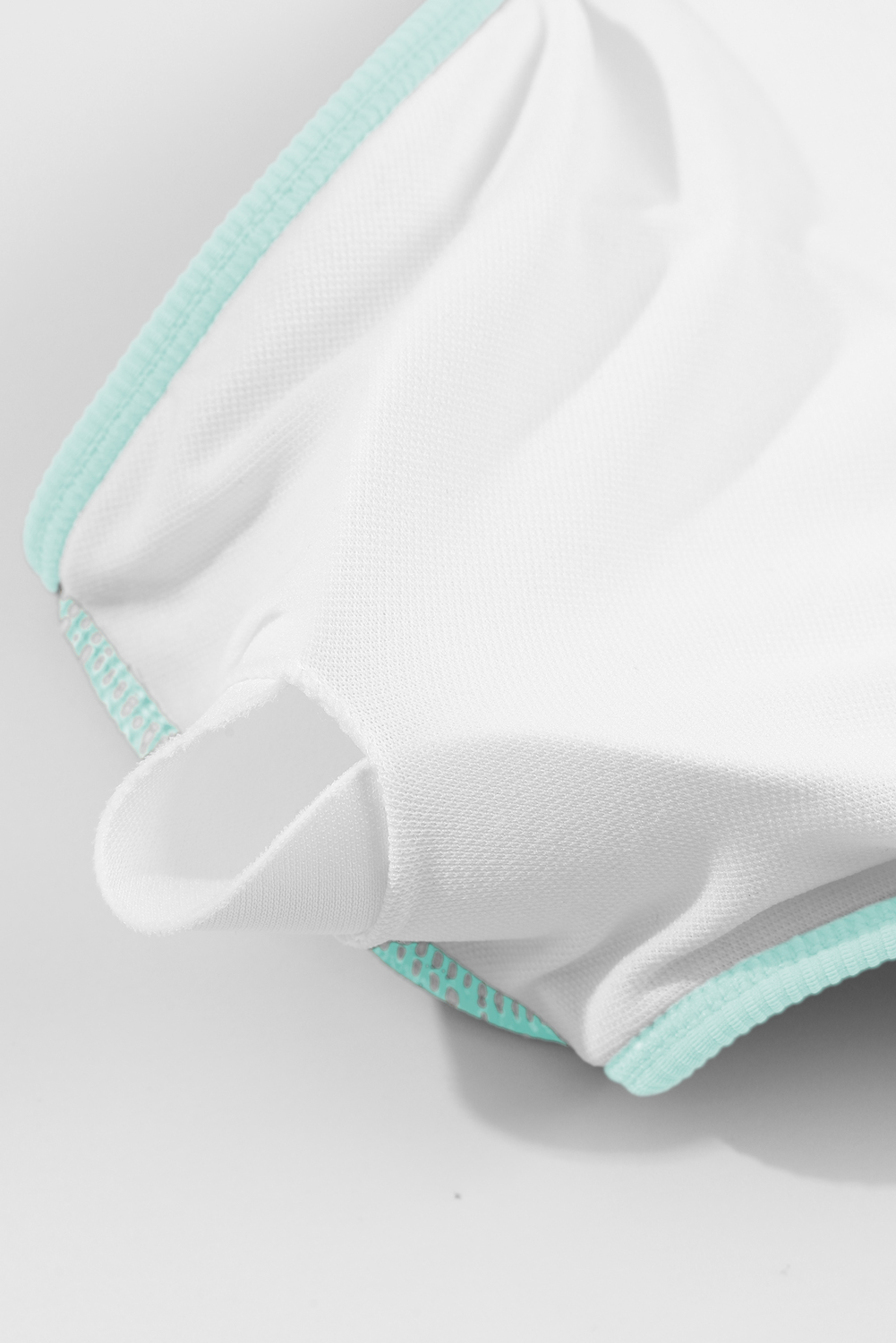 Beau Blue Stylish Ribbed Contrast Trim Spaghetti Straps 2pcs Bikini Swimsuit