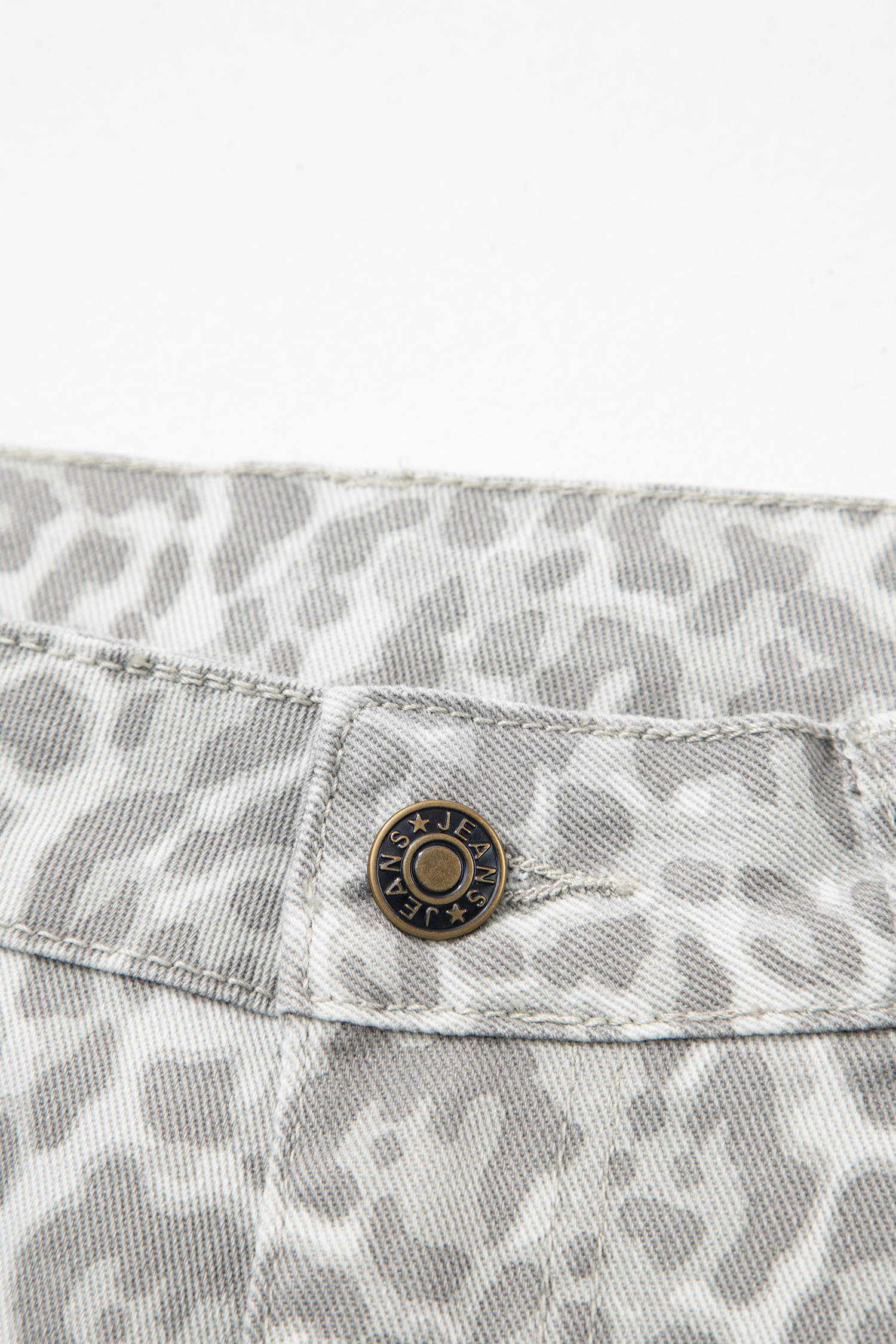 Gray Leopard Frayed Edge Wide Leg High Waist Jeans view 26