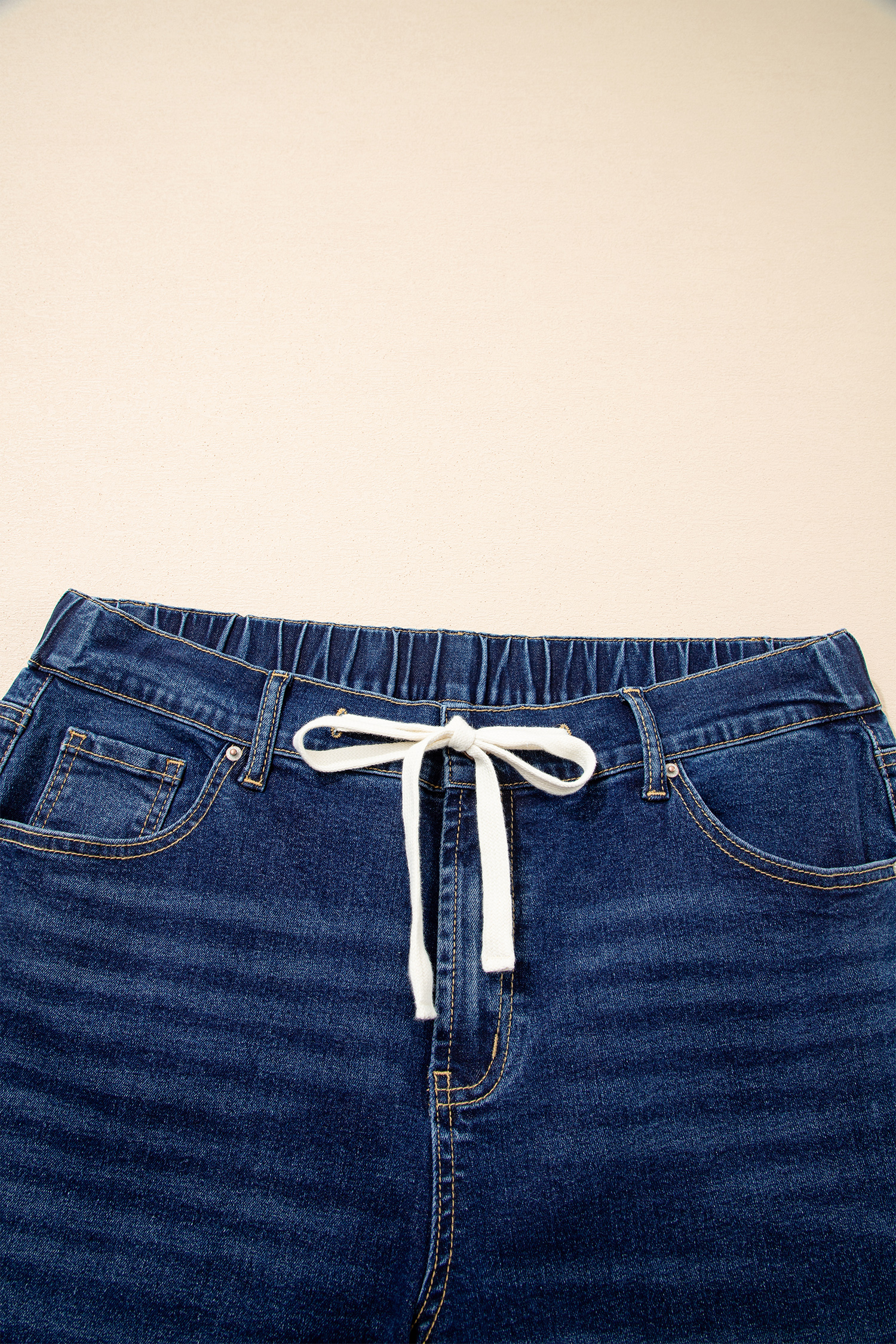 Blue Acid Wash Contrast Lace-up Plus Size Jeans