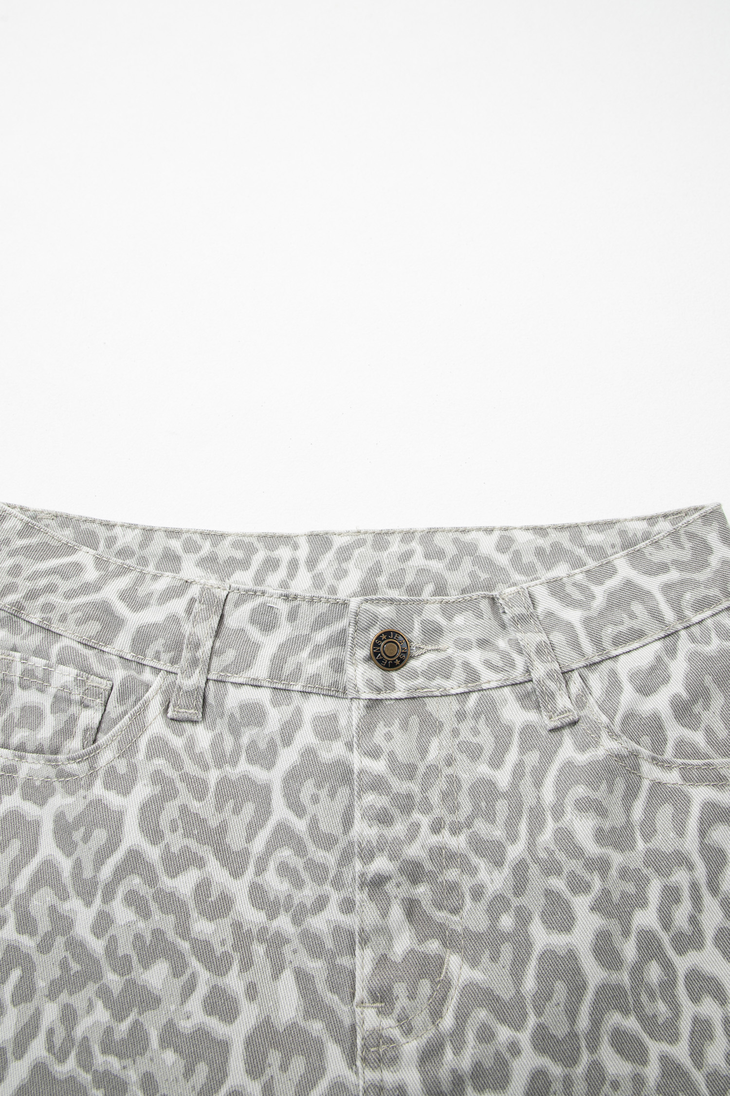 Gray Leopard Frayed Edge Wide Leg High Waist Jeans view 27