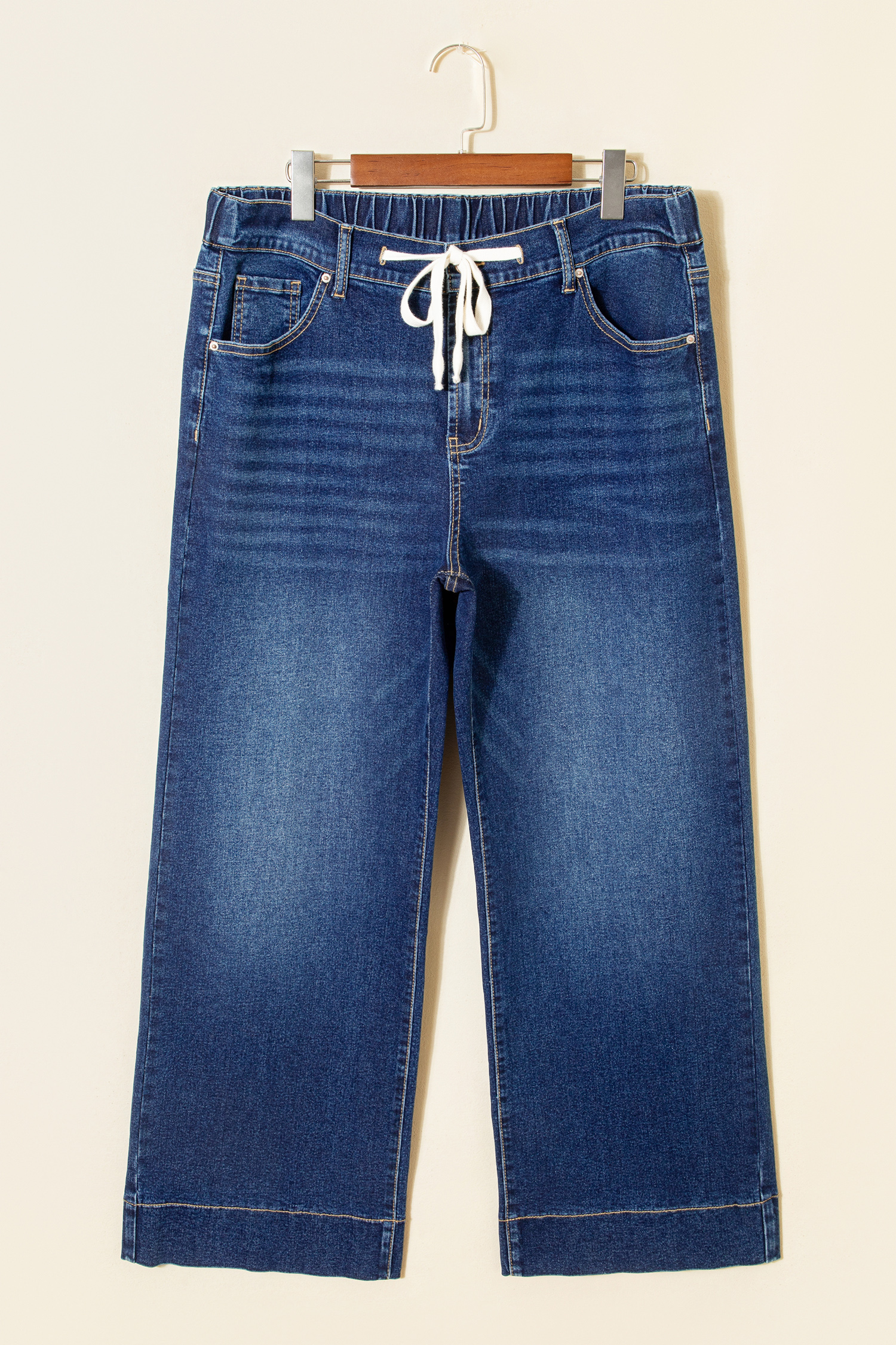 Blue Acid Wash Contrast Lace-up Plus Size Jeans