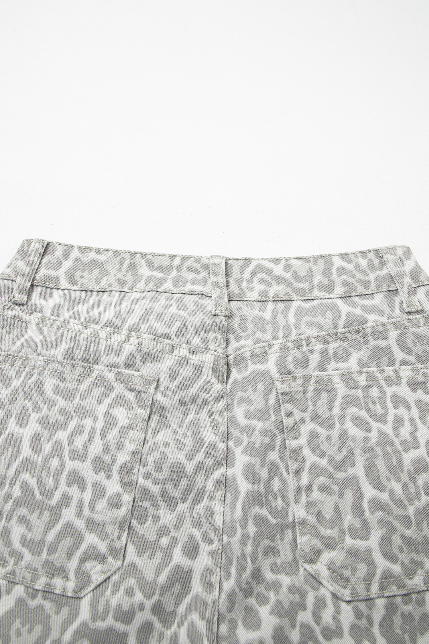 Gray Leopard Frayed Edge Wide Leg High Waist Jeans view 18