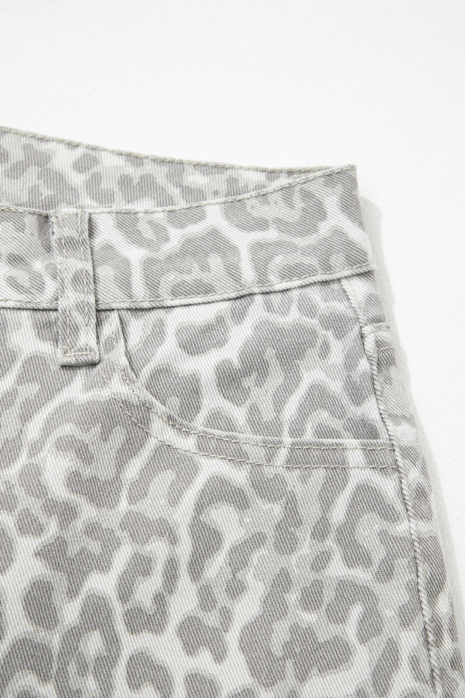 Gray Leopard Frayed Edge Wide Leg High Waist Jeans view 25