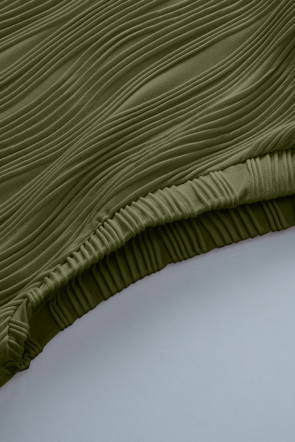 Jungle Green Solid Color Wavy Textured Plus Size Tee