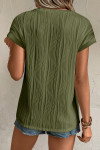 Jungle Green Solid Color Wavy Textured Plus Size Tee