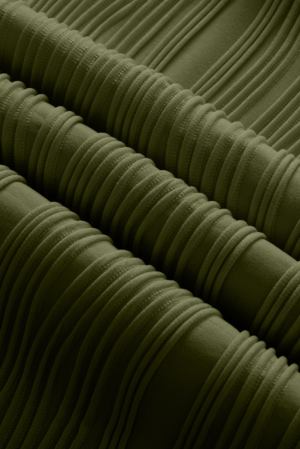 Jungle Green Solid Color Wavy Textured Plus Size Tee