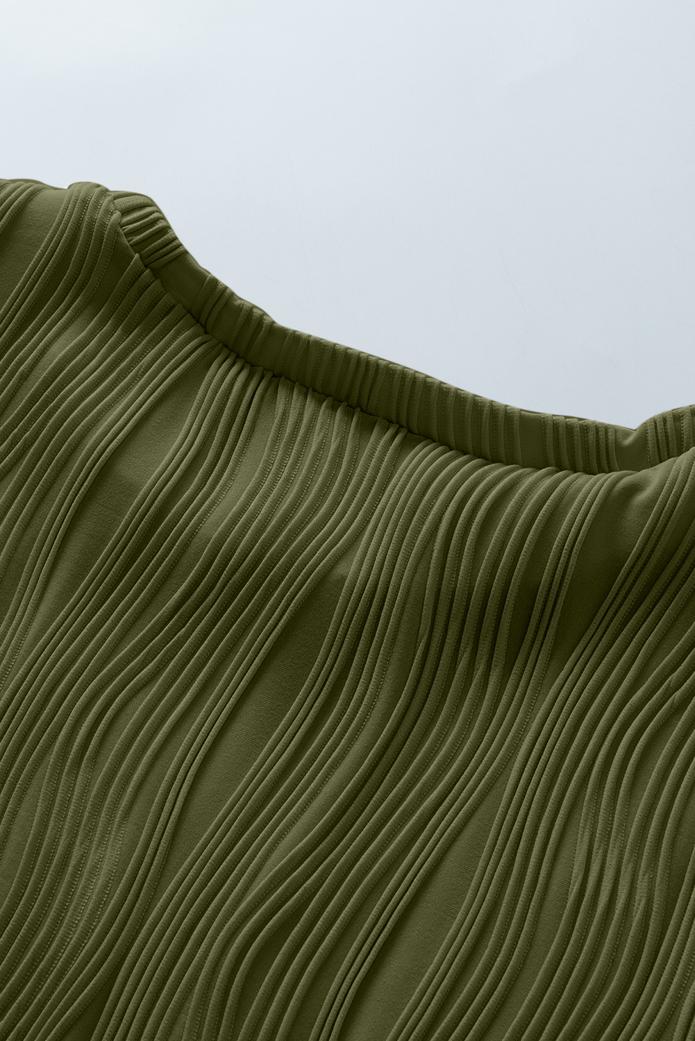 Jungle Green Solid Color Wavy Textured Plus Size Tee