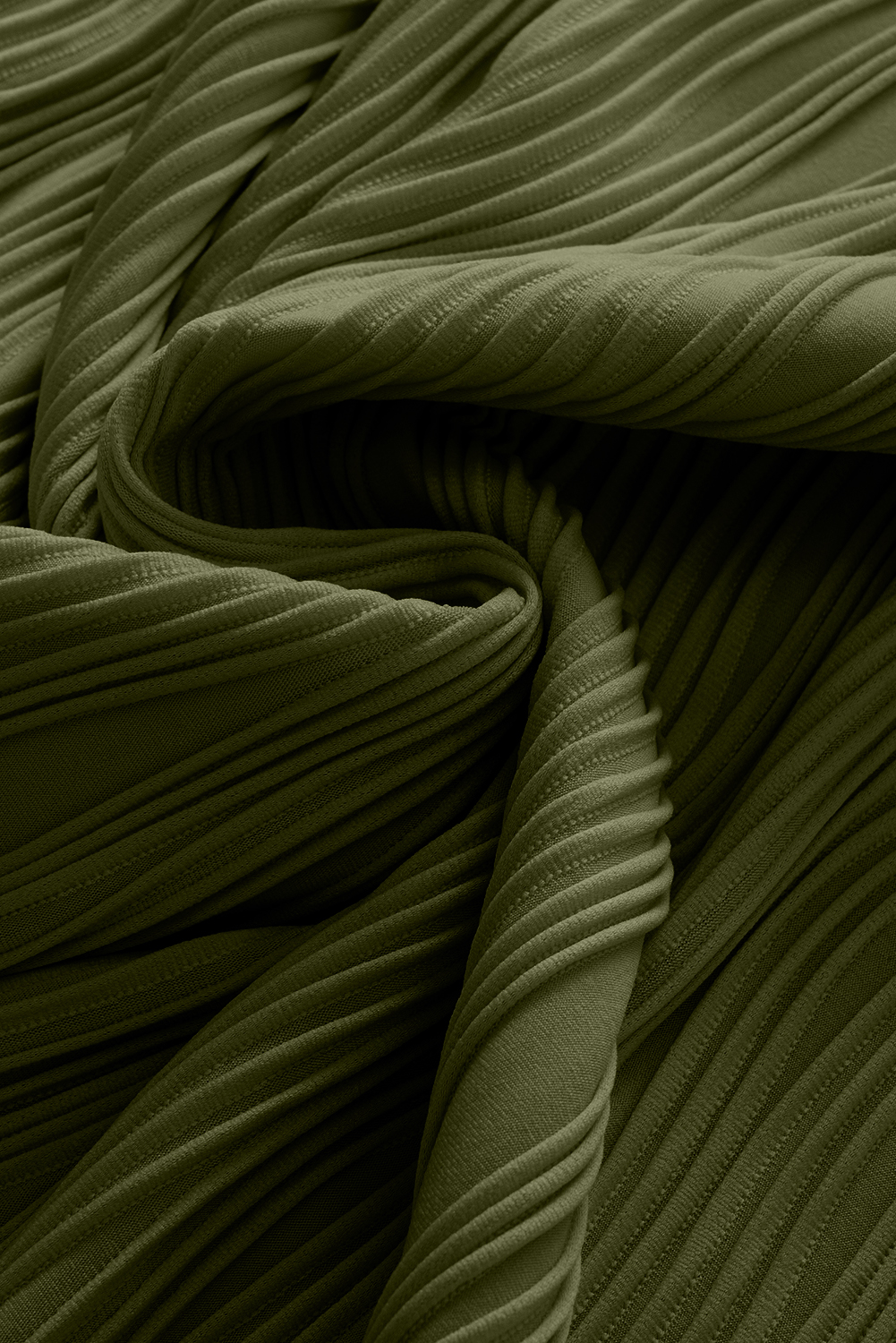 Jungle Green Solid Color Wavy Textured Plus Size Tee