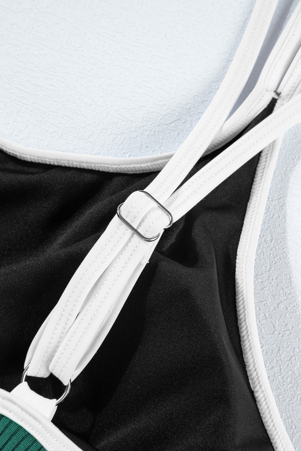 Skobeloff Plus Size Ribbed Contrast Trim Adjustable Straps 2pcs Swimsuit