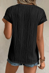 Black Solid Color Wavy Textured Plus Size Tee