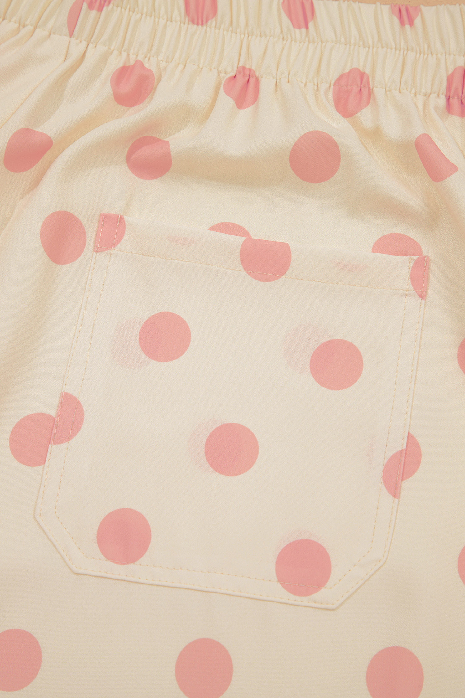 White Polka Dot Print Patched Pocket Mid-rise Straight Leg Pants view 16