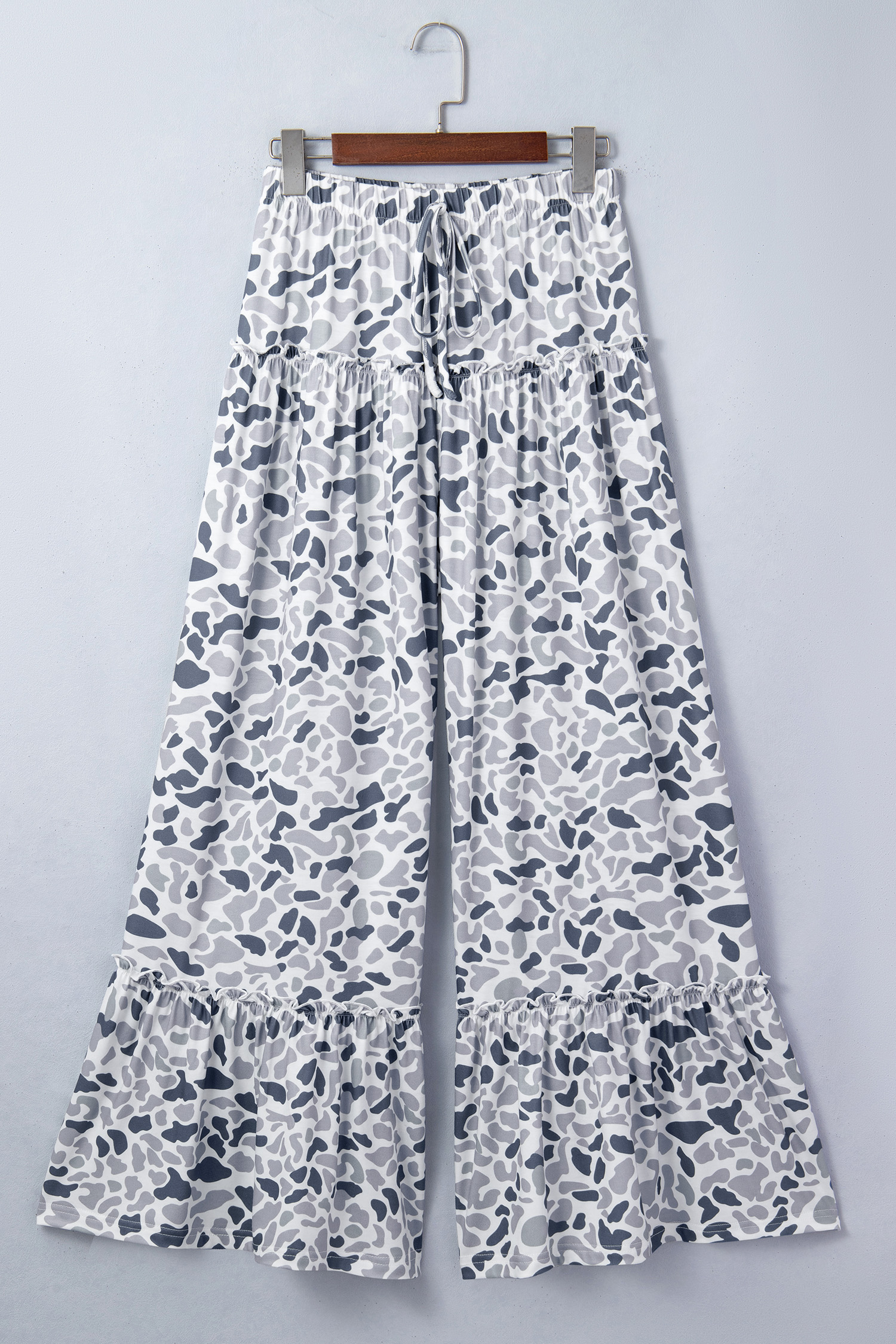 Beige Camo Print Wide Leg Casual Pants view 3