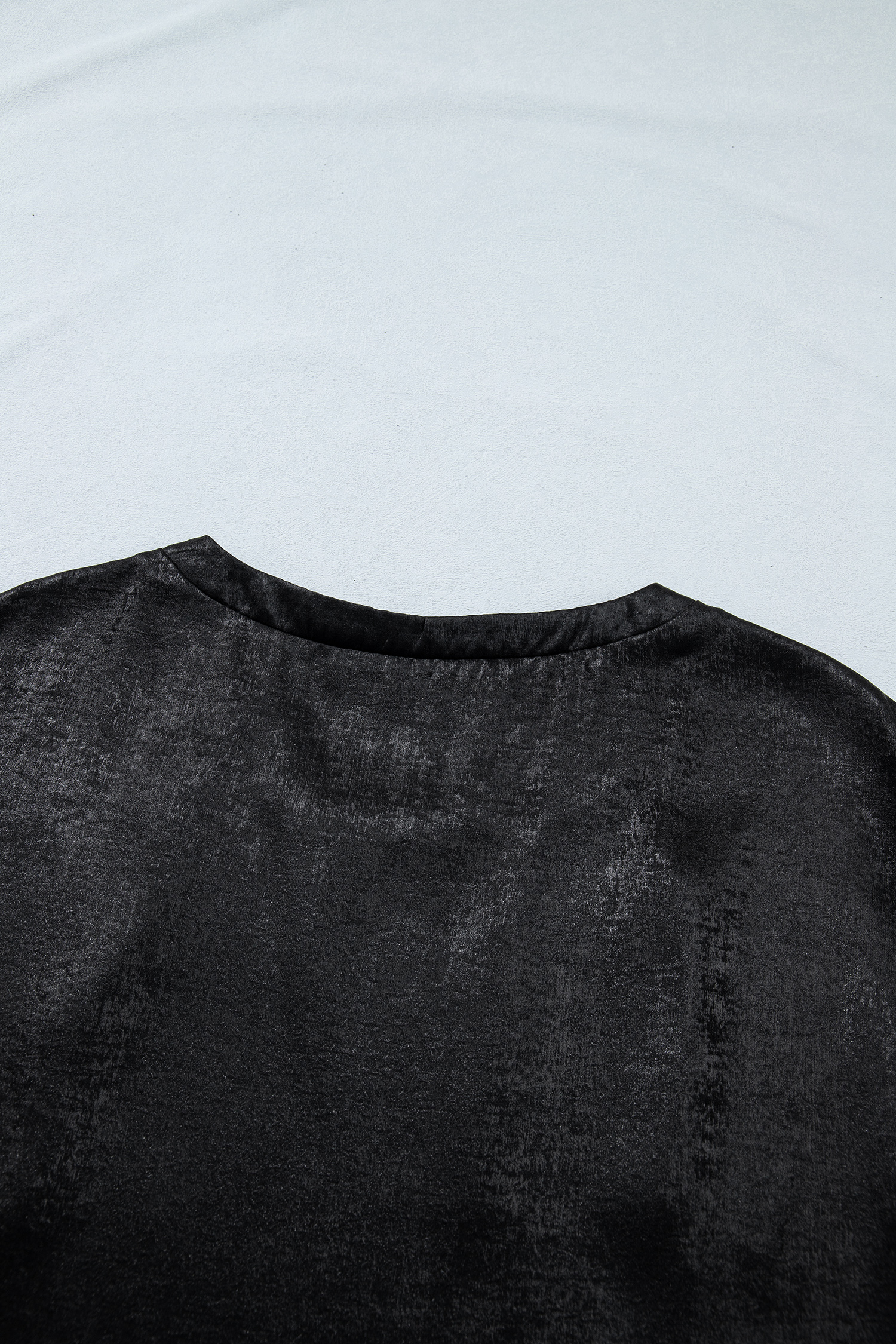 Black Metallic Round Neck Cap Sleeve Tee view 7