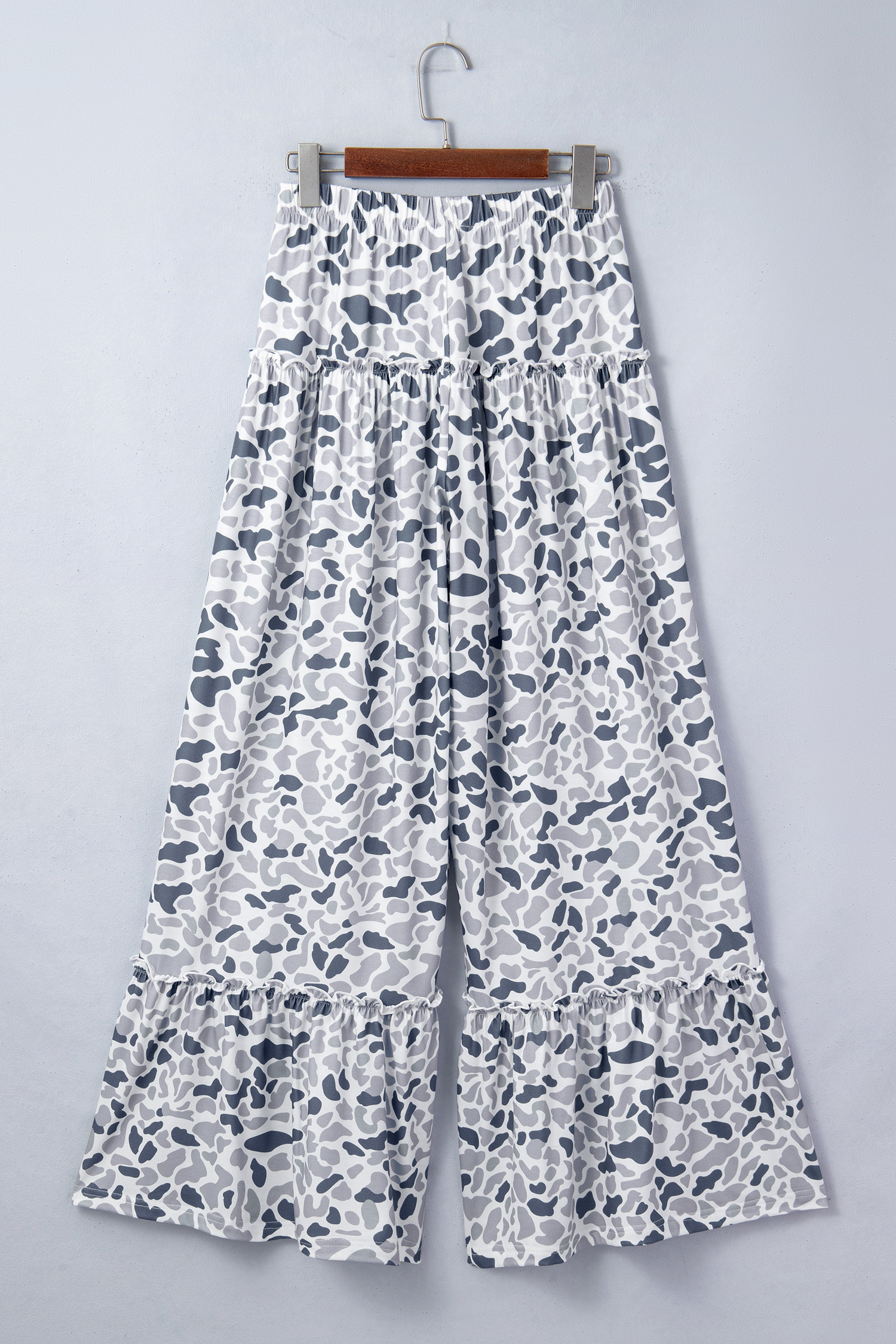 Beige Camo Print Wide Leg Casual Pants view 4