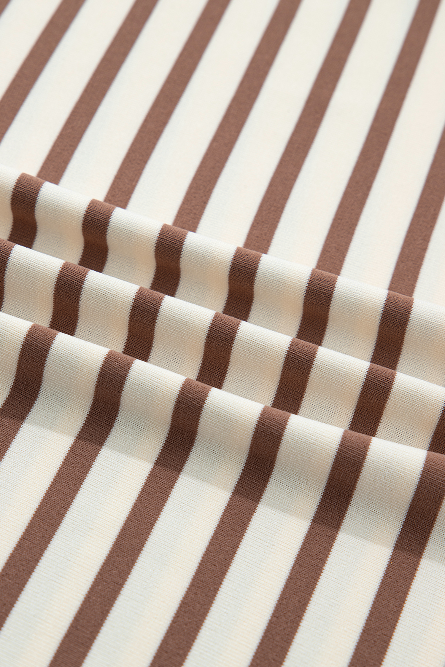 Khaki Stripe Half Buttons Round Neck T Shirt view 20